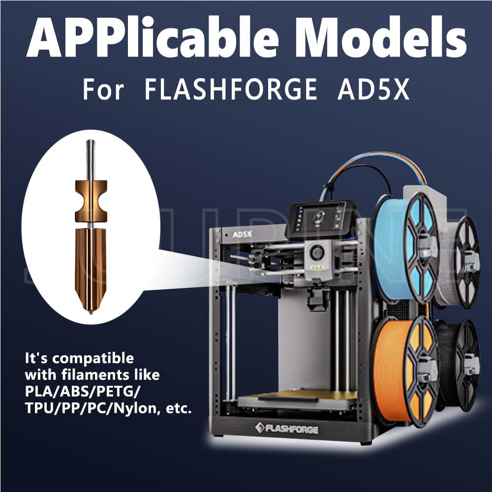 New Upgraded 0.25M Hotend Kit for Flashforge AD5X Nozzle, All Metal 3s Quick-Detachable Nozzle kit,HTR 550°C Hardened Steel Nozzle Wear-Resistant,32mm³/s High Flow,600mm/s High-Speed AD5X Parts