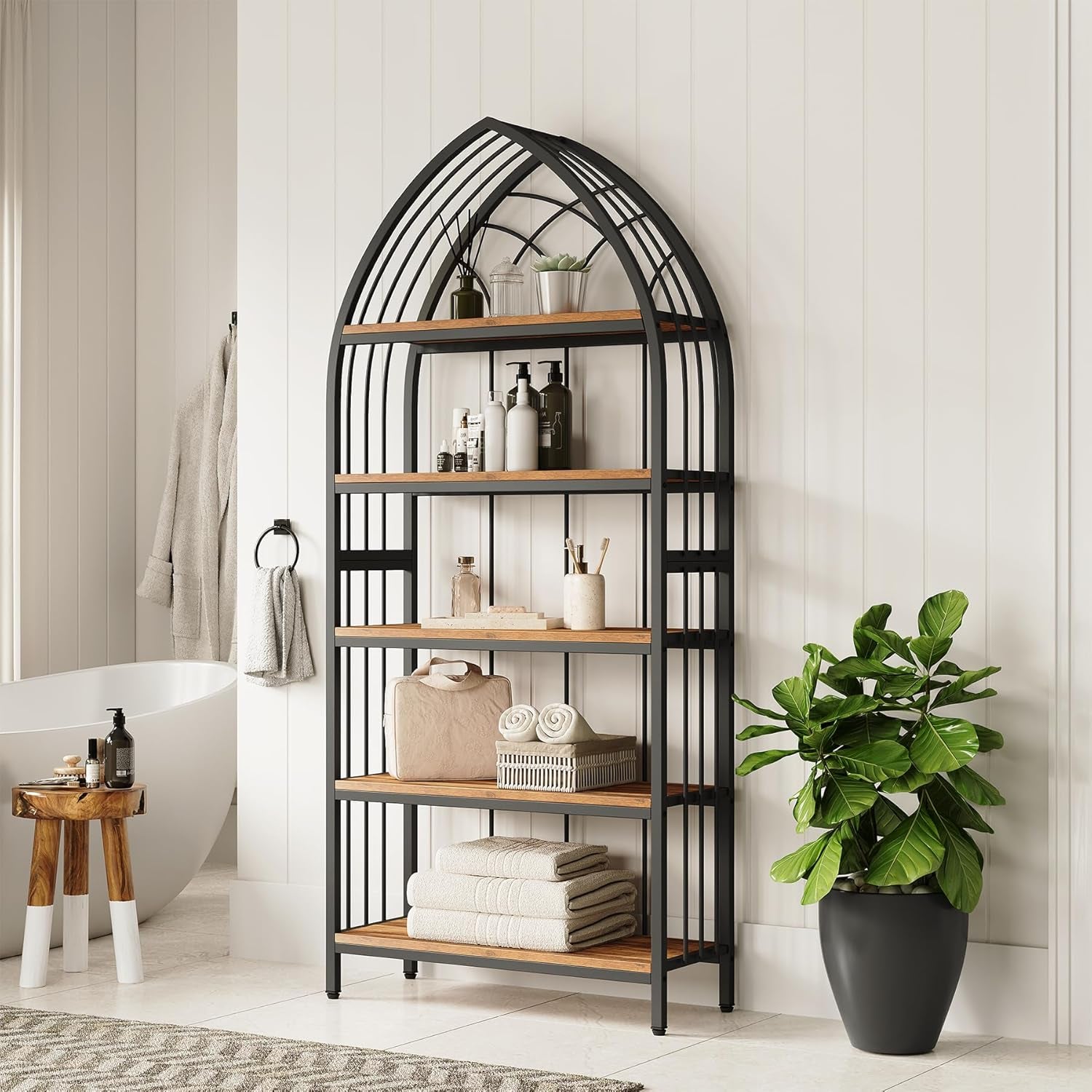 74.8-Inch Tall 5-Tier Bookshelf Organizer Storage Unit