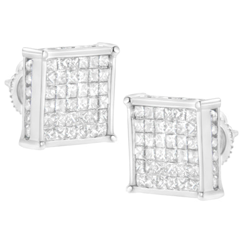 10K White Gold 2ct TDW Princess-Cut Composite Diamond Stud Earring (I-J ,I2-I3)