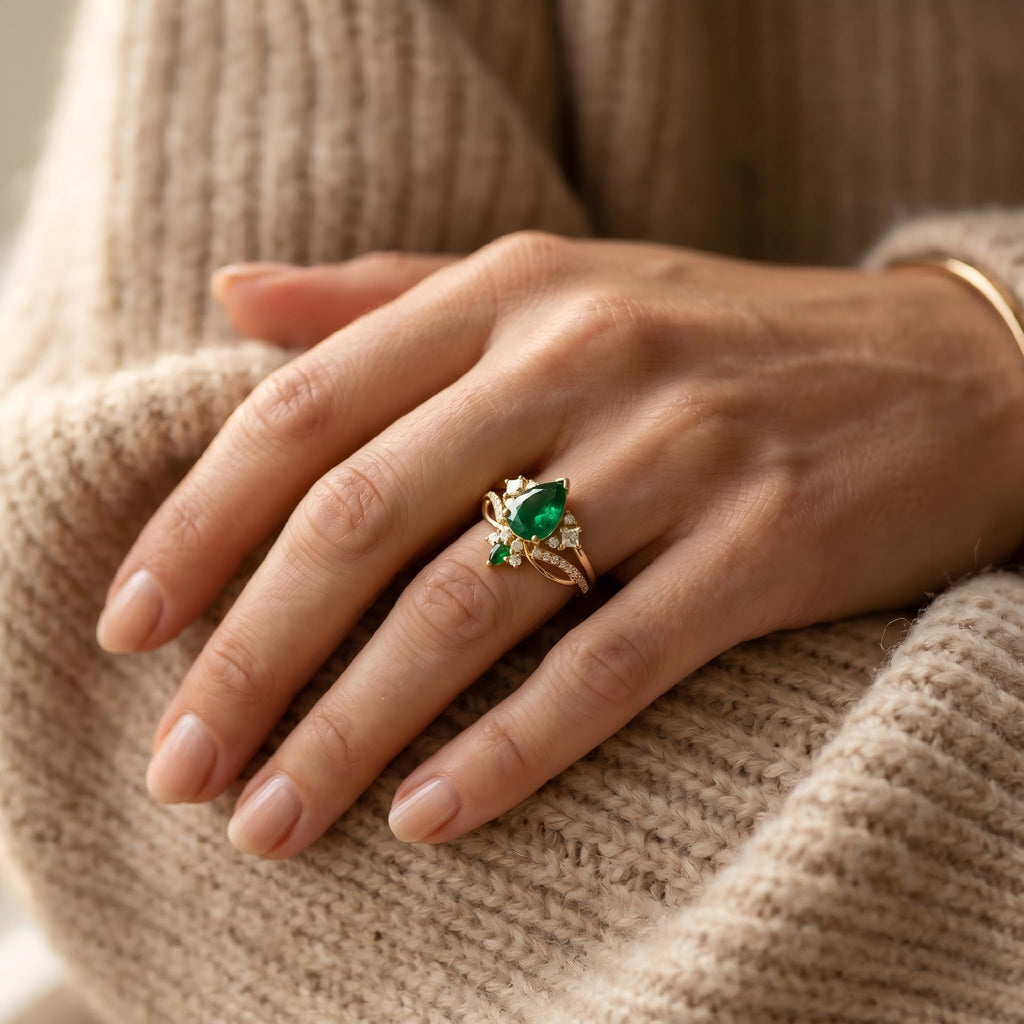 1-3CT Emerald Rings for Women 10K /14K /18K Solid Gold Emerald Engagement Ring May Birthstone Gemstone Wedding Promise Ring for Her Free Engraving