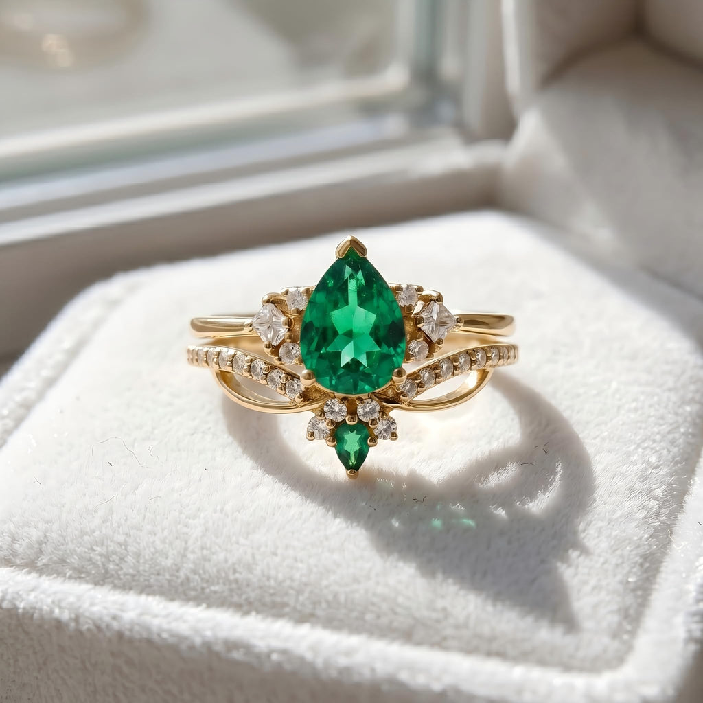 1-3CT Emerald Rings for Women 10K /14K /18K Solid Gold Emerald Engagement Ring May Birthstone Gemstone Wedding Promise Ring for Her Free Engraving