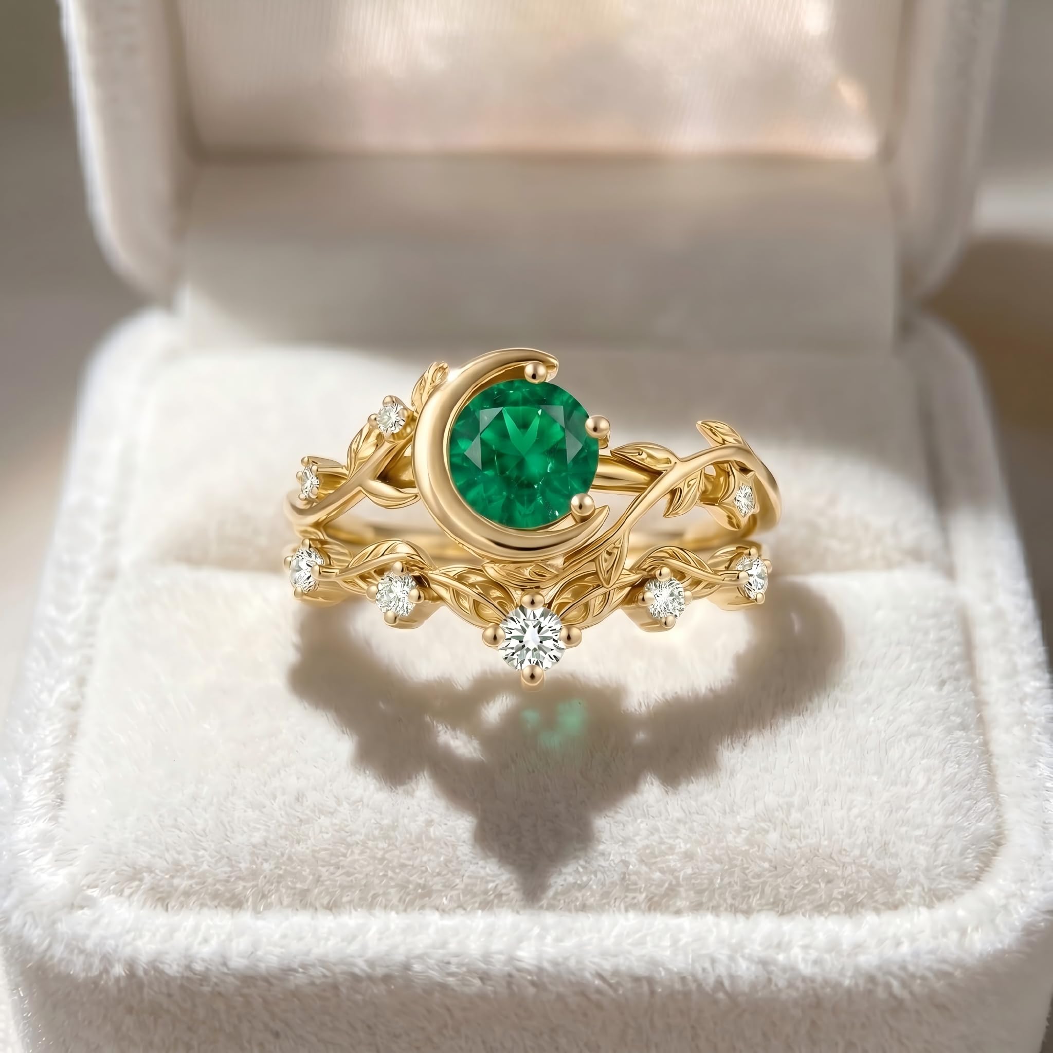 1-3CT Emerald Rings for Women 10K /14K /18K Solid Gold Emerald Engagement Ring May Birthstone Gemstone Wedding Promise Ring for Her Free Engraving