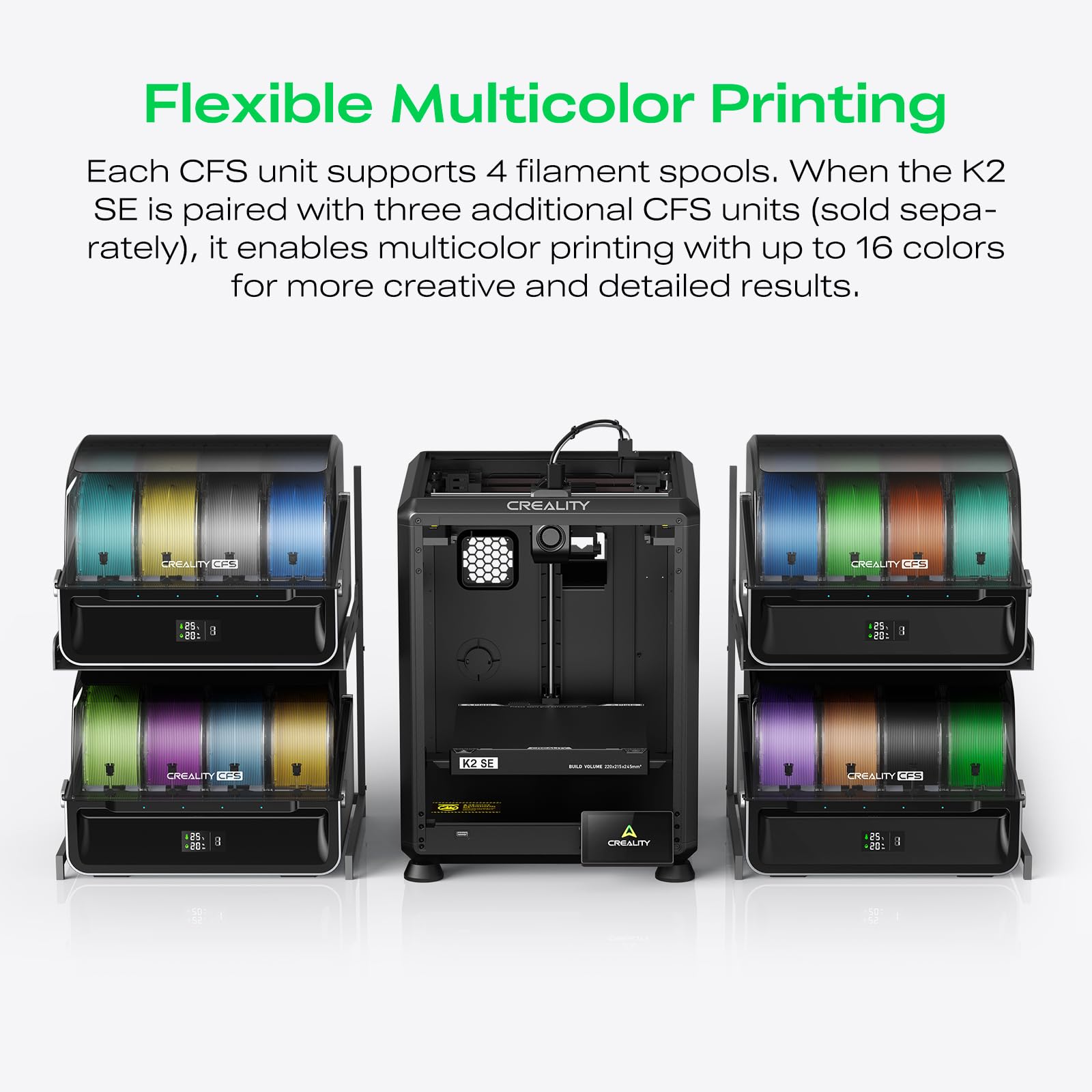 Creality K2 SE 3D Printer, 500mm/s High-Speed Printing, Support Multi Color 3D Printing Needs CFS, Solid Metal Build, Auto Leveling, Direct Drive Extruder, Quick-Swap Nozzle, 220×215×245mm Print Size
