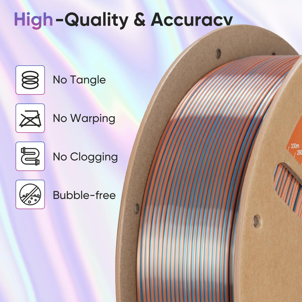 ERYONE Silk Filament PLA+ 1.75mm Shiny 3D Printer Filament, Multicolor PLA 4 in 1, 1kg (2.2LBS)/Spool, HS Silk Quadruple Color Aurora Dream (Teal Green & Violet & Electric Pink & Indigo)