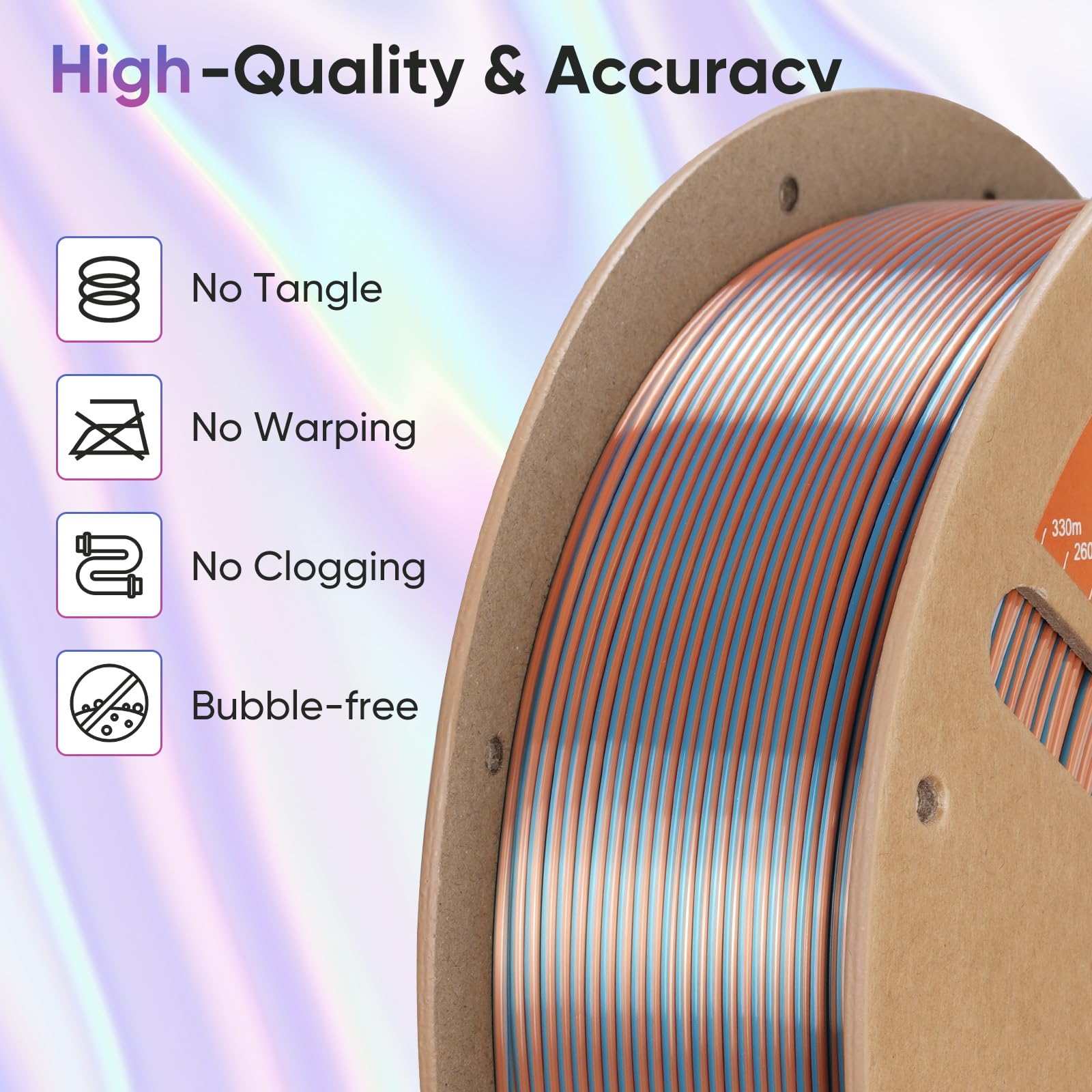 ERYONE Silk Filament PLA+ 1.75mm Shiny 3D Printer Filament, Multicolor PLA 4 in 1, 1kg (2.2LBS)/Spool, HS Silk Quadruple Color Aurora Dream (Teal Green & Violet & Electric Pink & Indigo)