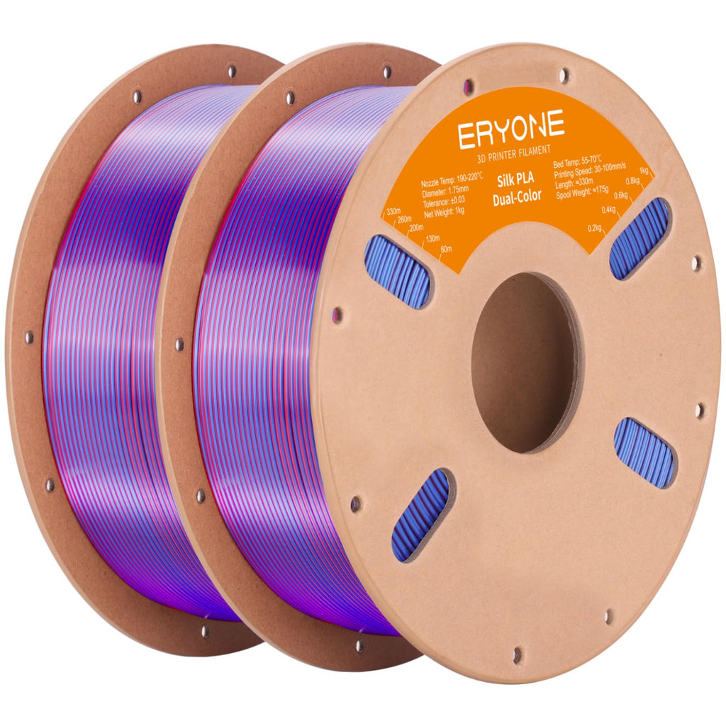ERYONE Silk Tri Color PLA Filament 3D Printer 1.75mm +/- 0.03mm, Multicolor Filament Tricolor PLA Bundle 2KG Cardboard Spool, Red Blue Green