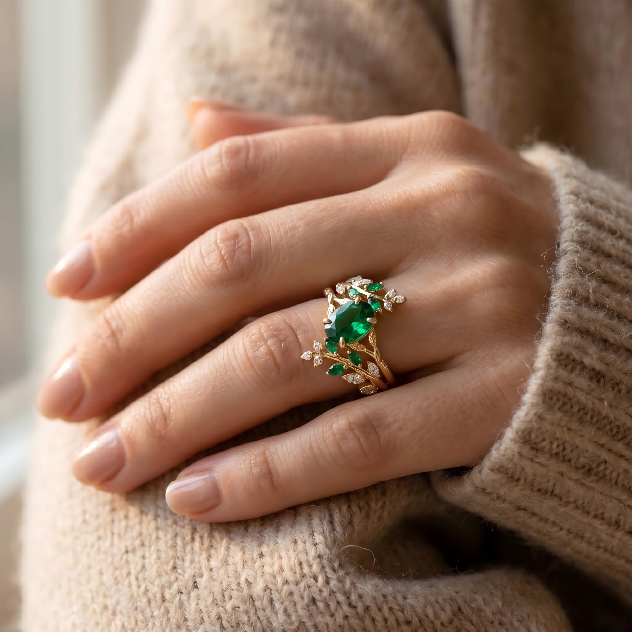 1-3CT Emerald Rings for Women 10K /14K /18K Solid Gold Emerald Engagement Ring May Birthstone Gemstone Wedding Promise Ring for Her Free Engraving