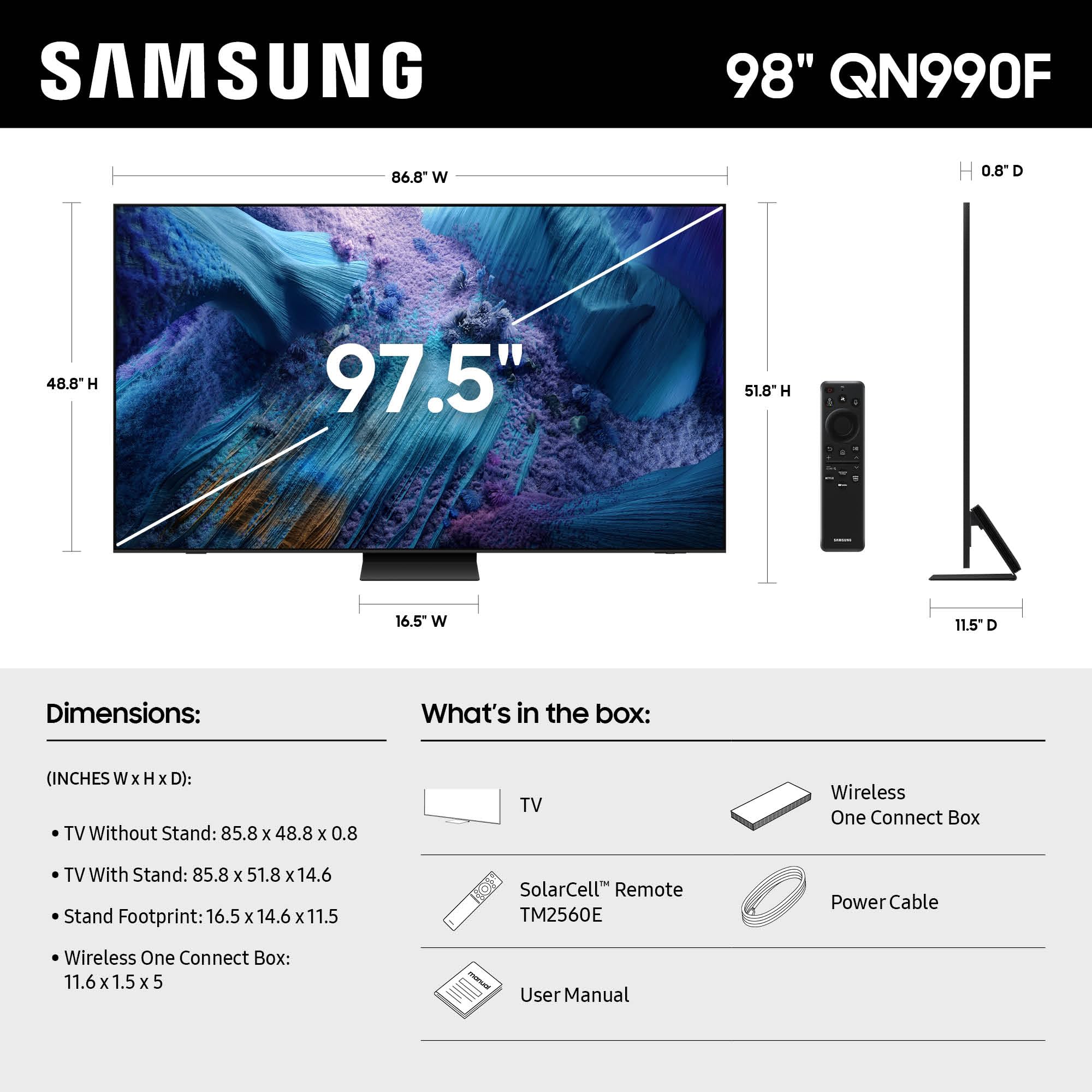 Samsung 65-Inch Class Neo QLED QN990F 8K Mini LED Smart TV NQ8IGen3 Processor,Wireless One Connect, Glare Free, Samsung Vision AI, Alexa Built-in