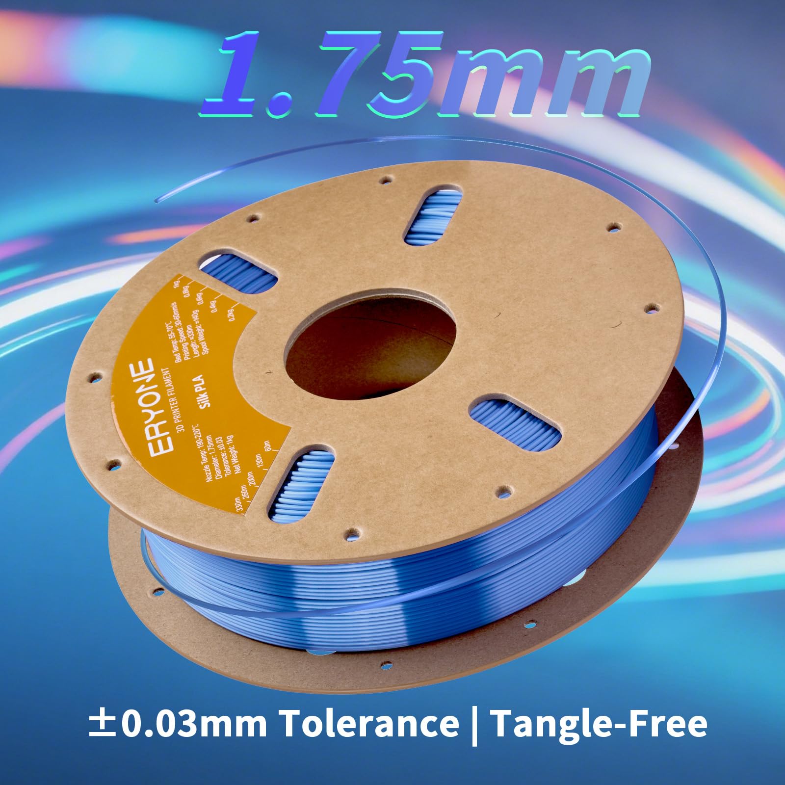 ERYONE Silk Tri Color PLA Filament 3D Printer 1.75mm +/- 0.03mm, Multicolor Filament Tricolor PLA Bundle 2KG Cardboard Spool, Red Blue Green