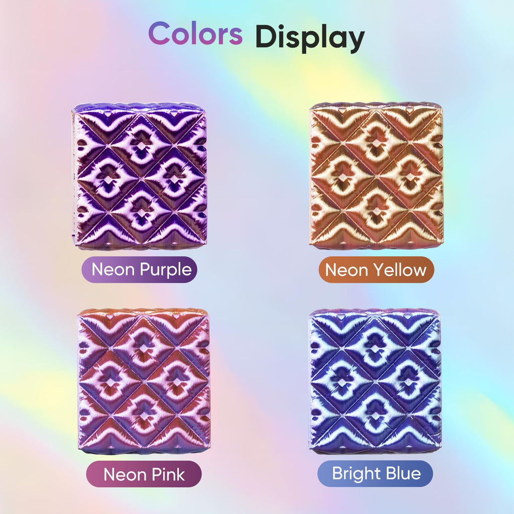 ERYONE Silk Filament PLA+ 1.75mm Shiny 3D Printer Filament, Multicolor PLA 4 in 1, 1kg (2.2LBS)/Spool, HS Silk Quadruple Color Aurora Dream (Teal Green & Violet & Electric Pink & Indigo)