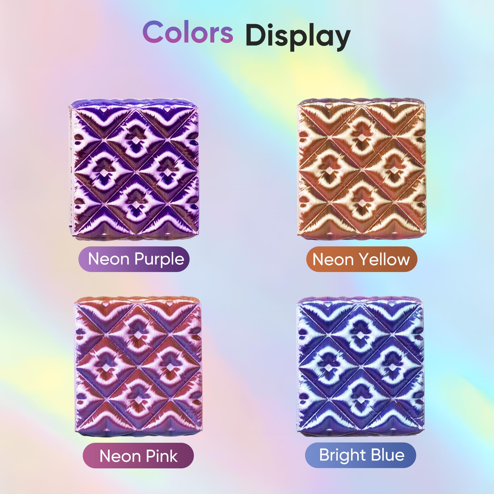 ERYONE Silk Filament PLA+ 1.75mm Shiny 3D Printer Filament, Multicolor PLA 4 in 1, 1kg (2.2LBS)/Spool, HS Silk Quadruple Color Aurora Dream (Teal Green & Violet & Electric Pink & Indigo)