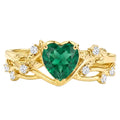 1-3CT Emerald Rings for Women 10K /14K /18K Solid Gold Emerald Engagement Ring May Birthstone Gemstone Wedding Promise Ring for Her Free Engraving