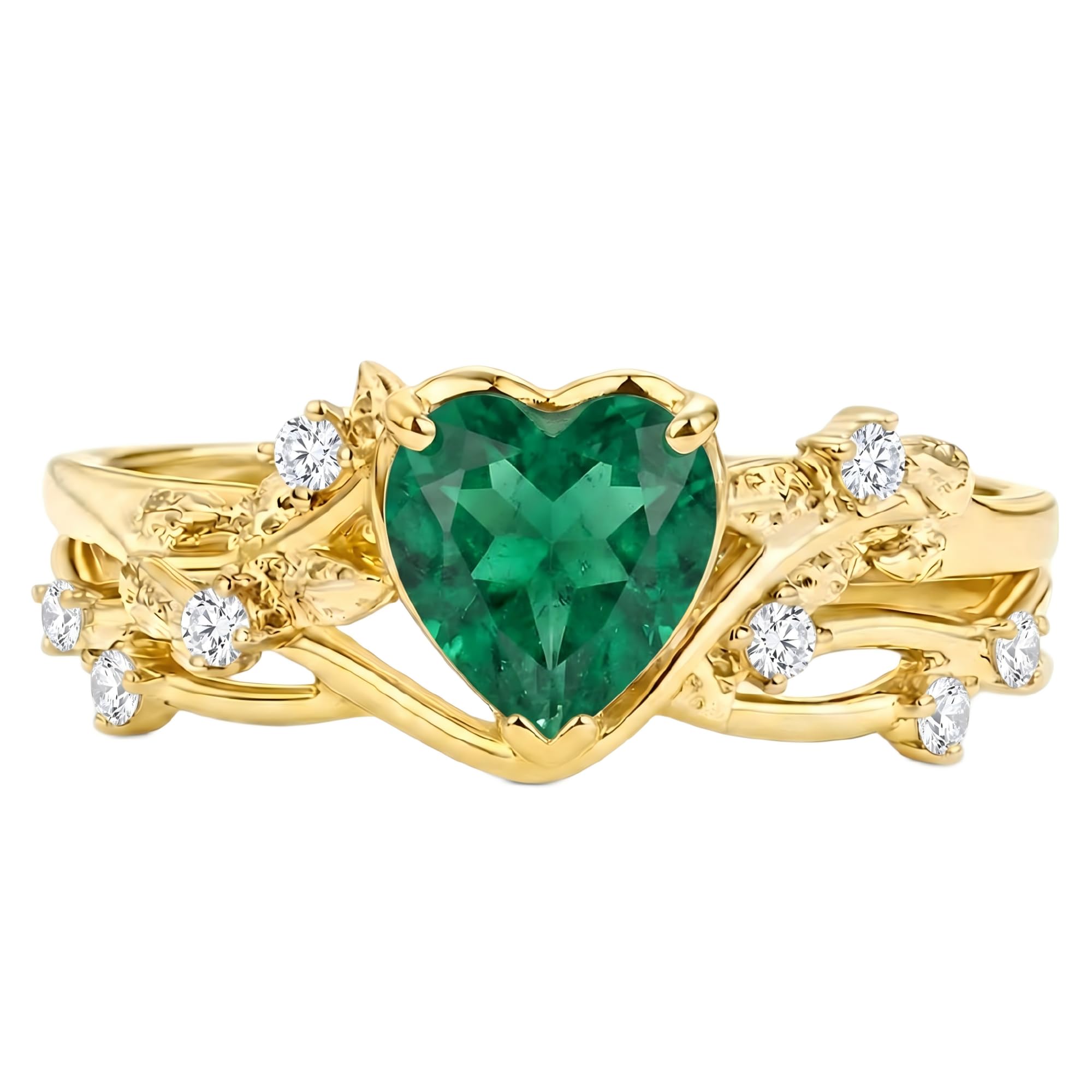 1-3CT Emerald Rings for Women 10K /14K /18K Solid Gold Emerald Engagement Ring May Birthstone Gemstone Wedding Promise Ring for Her Free Engraving