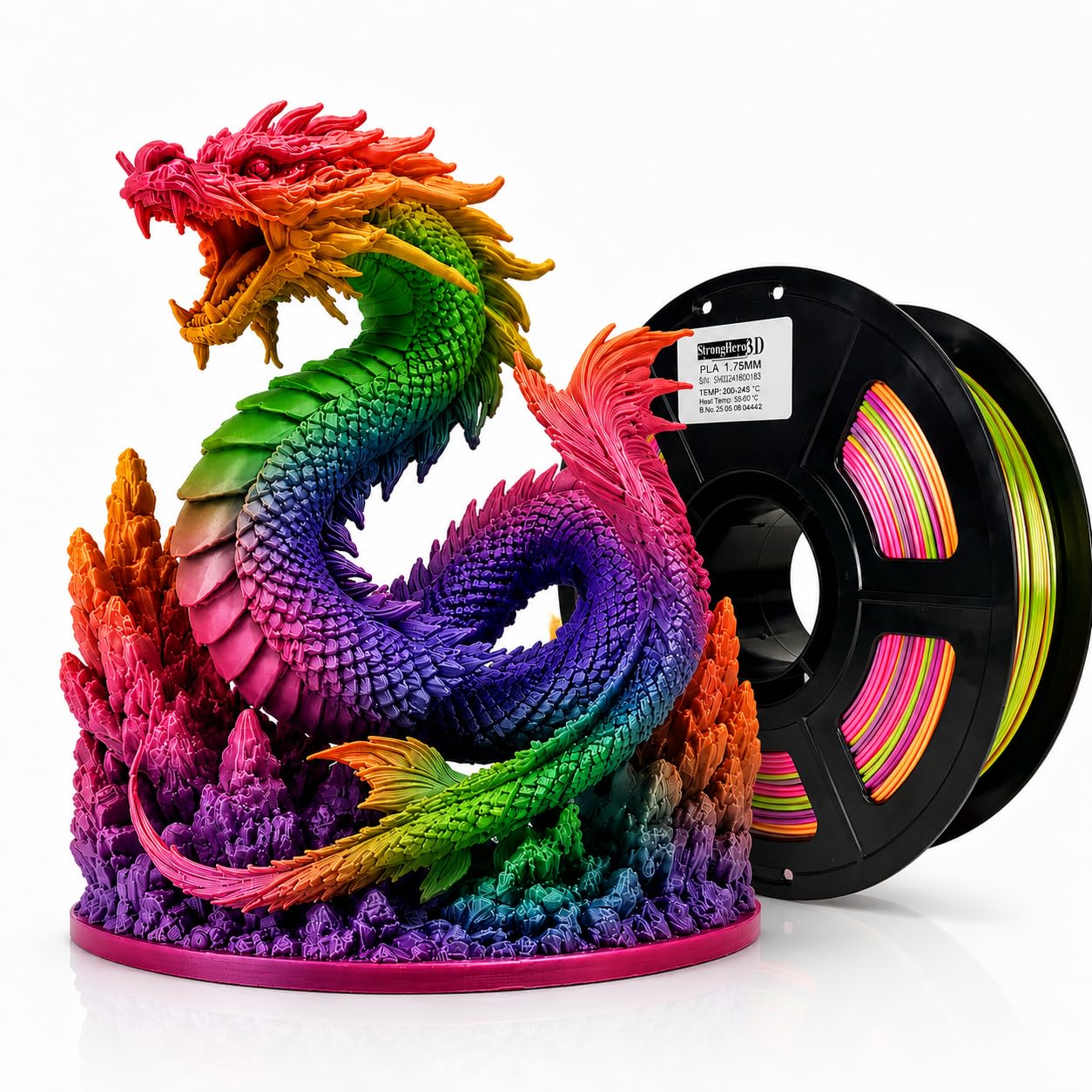 PLA Rainbow Silk Filament,Multi Color,Net Weight 1kg(2.2lbs) Accuracy +/-0.05mm