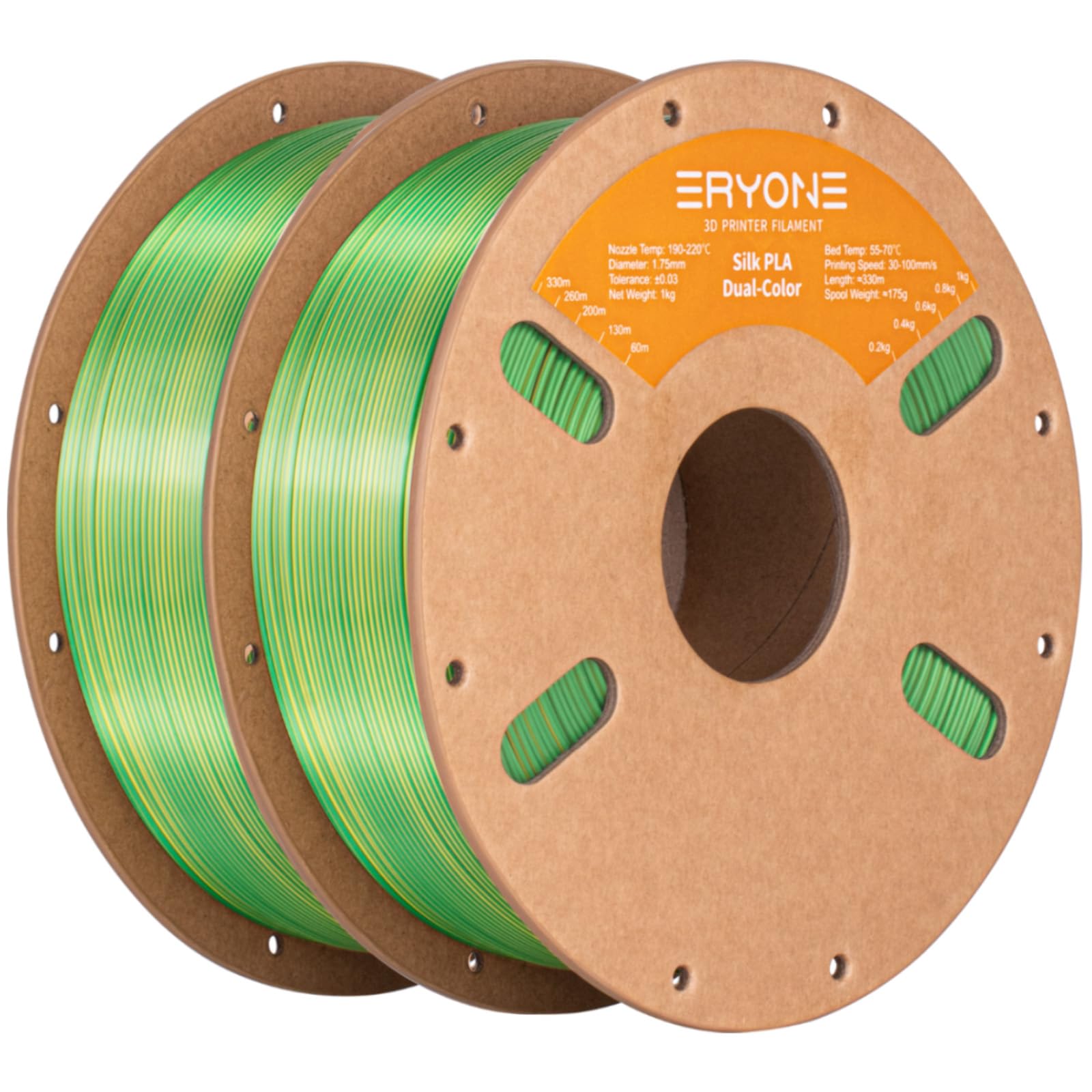 ERYONE Silk Tri Color PLA Filament 3D Printer 1.75mm +/- 0.03mm, Multicolor Filament Tricolor PLA Bundle 2KG Cardboard Spool, Red Blue Green