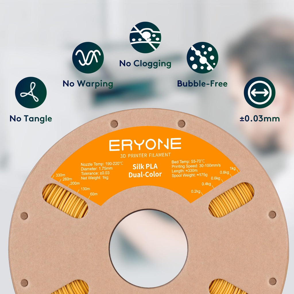 ERYONE Silk Tri Color PLA Filament 3D Printer 1.75mm +/- 0.03mm, Multicolor Filament Tricolor PLA Bundle 2KG Cardboard Spool, Red Blue Green