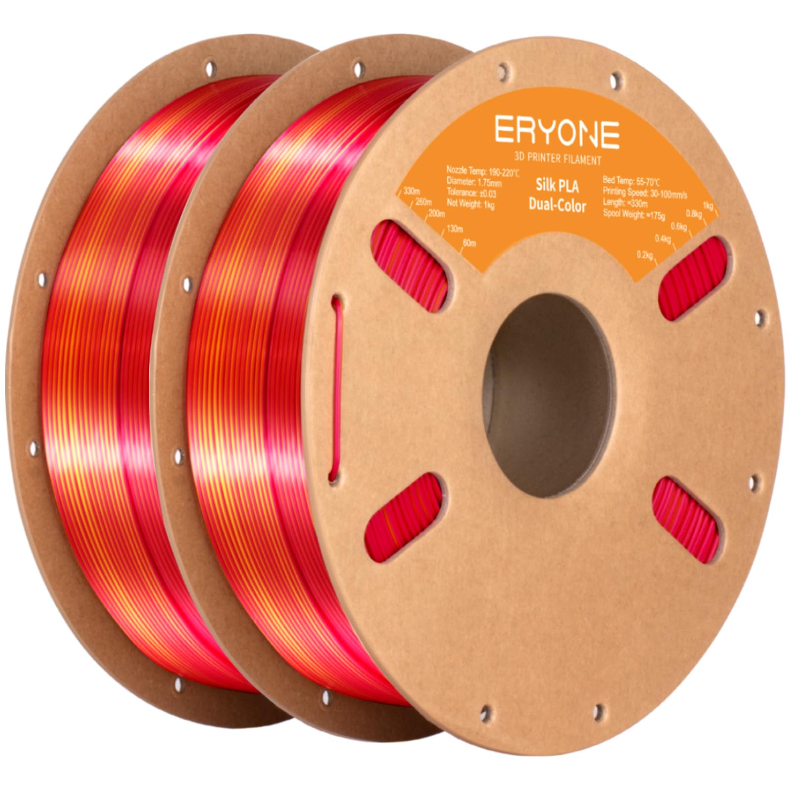 ERYONE Silk Tri Color PLA Filament 3D Printer 1.75mm +/- 0.03mm, Multicolor Filament Tricolor PLA Bundle 2KG Cardboard Spool, Red Blue Green