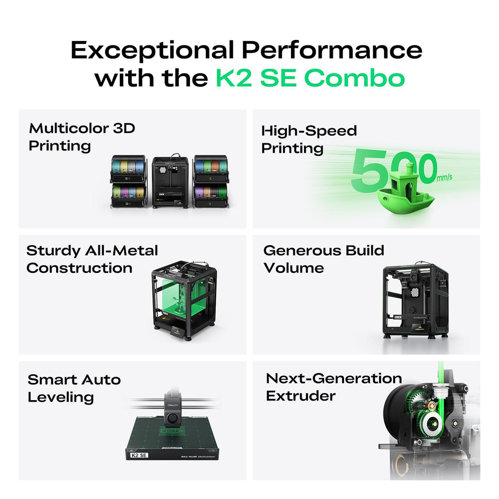 Creality K2 SE 3D Printer, 500mm/s High-Speed Printing, Support Multi Color 3D Printing Needs CFS, Solid Metal Build, Auto Leveling, Direct Drive Extruder, Quick-Swap Nozzle, 220×215×245mm Print Size
