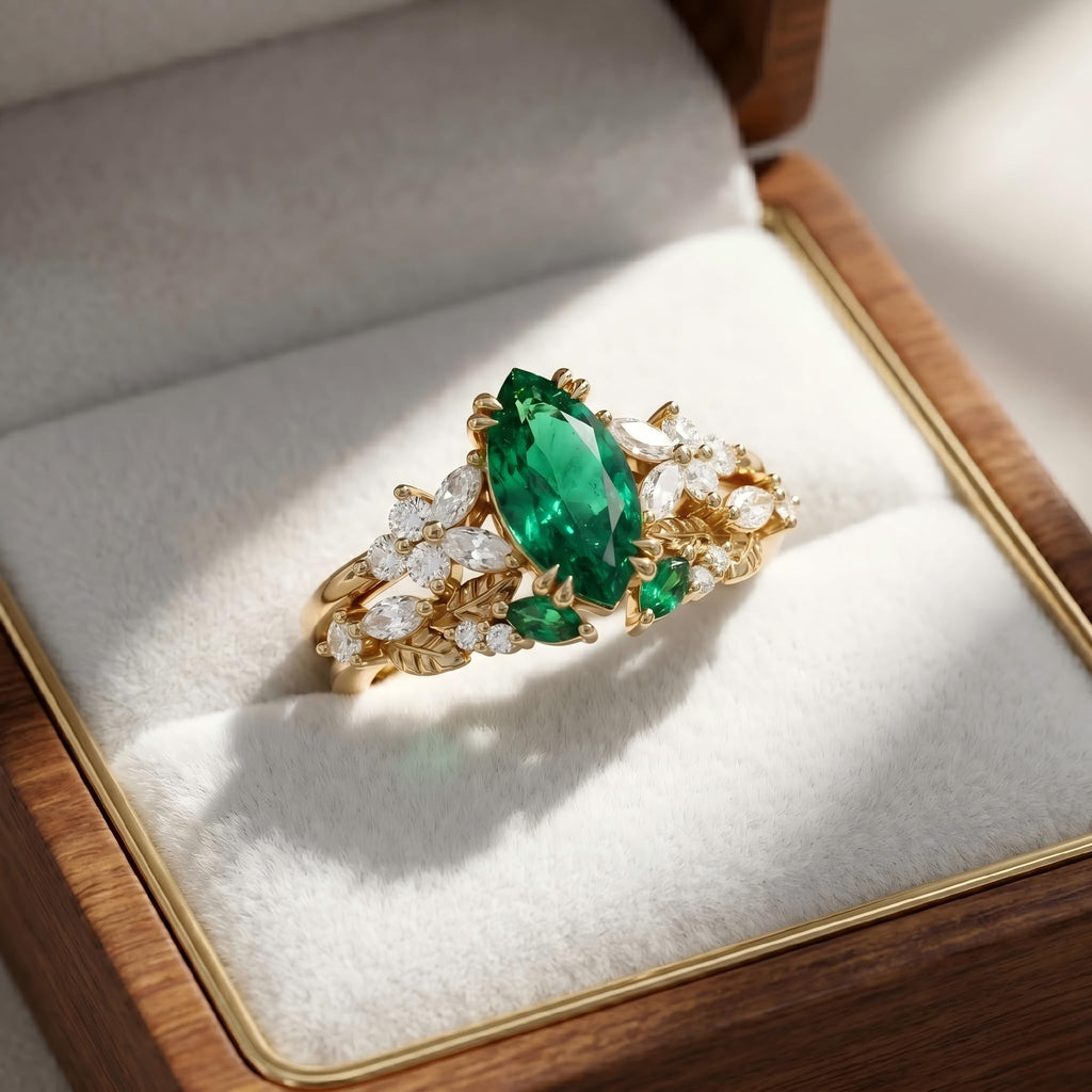 1-3CT Emerald Rings for Women 10K /14K /18K Solid Gold Emerald Engagement Ring May Birthstone Gemstone Wedding Promise Ring for Her Free Engraving