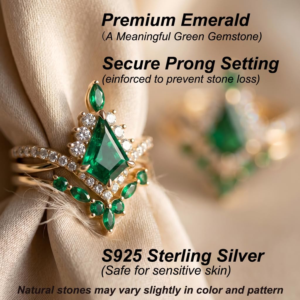 1-3CT Emerald Rings for Women 10K /14K /18K Solid Gold Emerald Engagement Ring May Birthstone Gemstone Wedding Promise Ring for Her Free Engraving