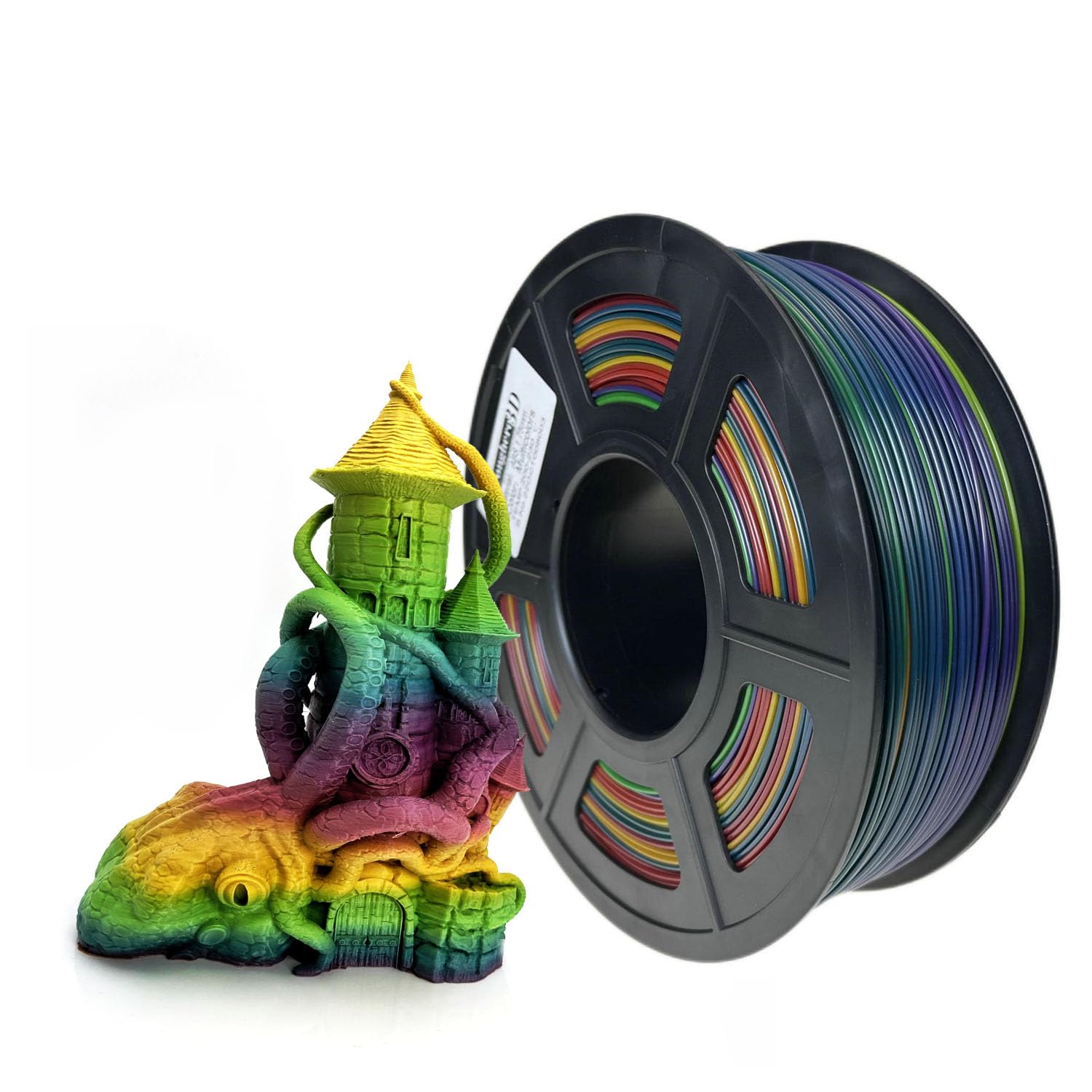 PLA Rainbow Silk Filament,Multi Color,Net Weight 1kg(2.2lbs) Accuracy +/-0.05mm