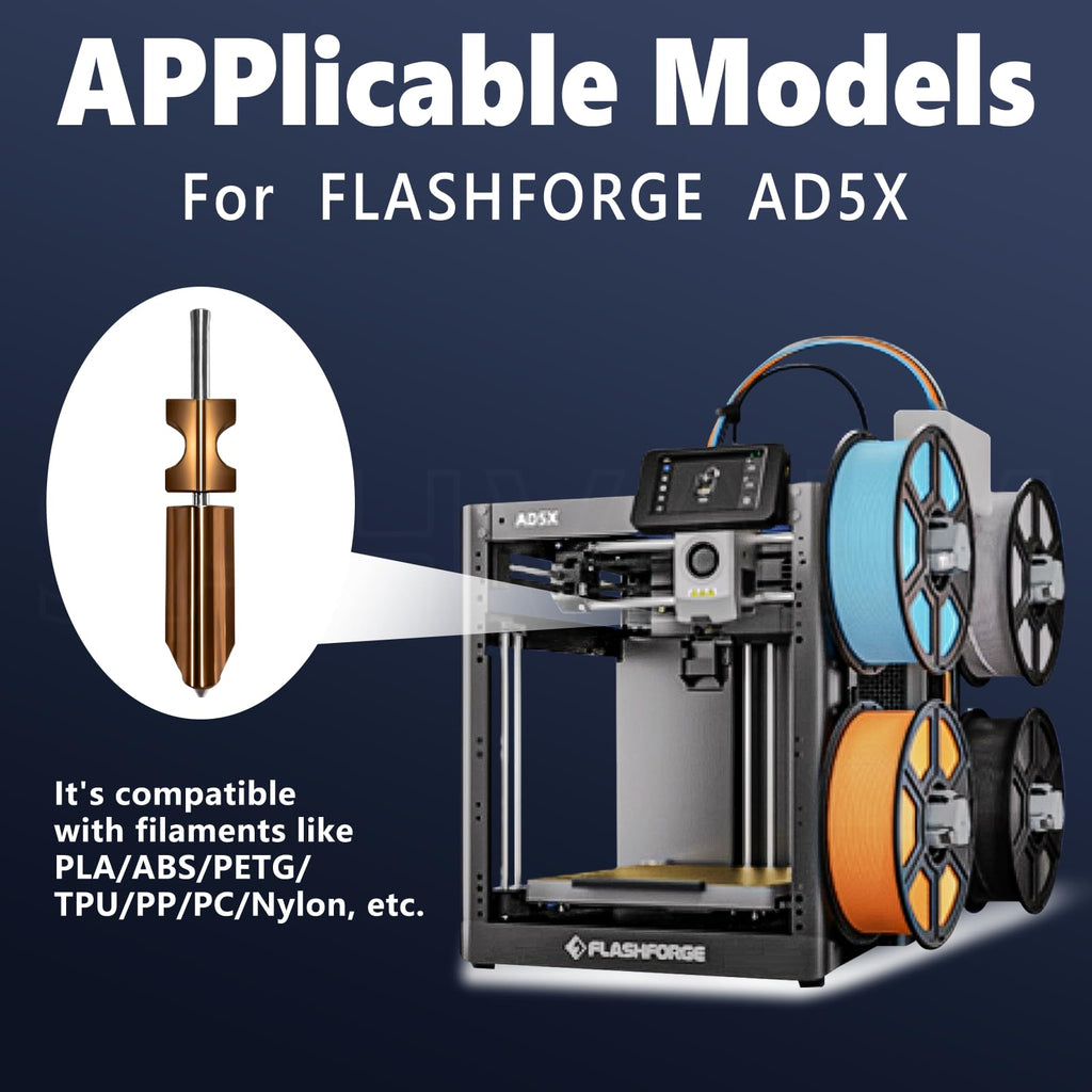 New Upgraded 0.25M Hotend Kit for Flashforge AD5X Nozzle, All Metal 3s Quick-Detachable Nozzle kit,HTR 550°C Hardened Steel Nozzle Wear-Resistant,32mm³/s High Flow,600mm/s High-Speed AD5X Parts