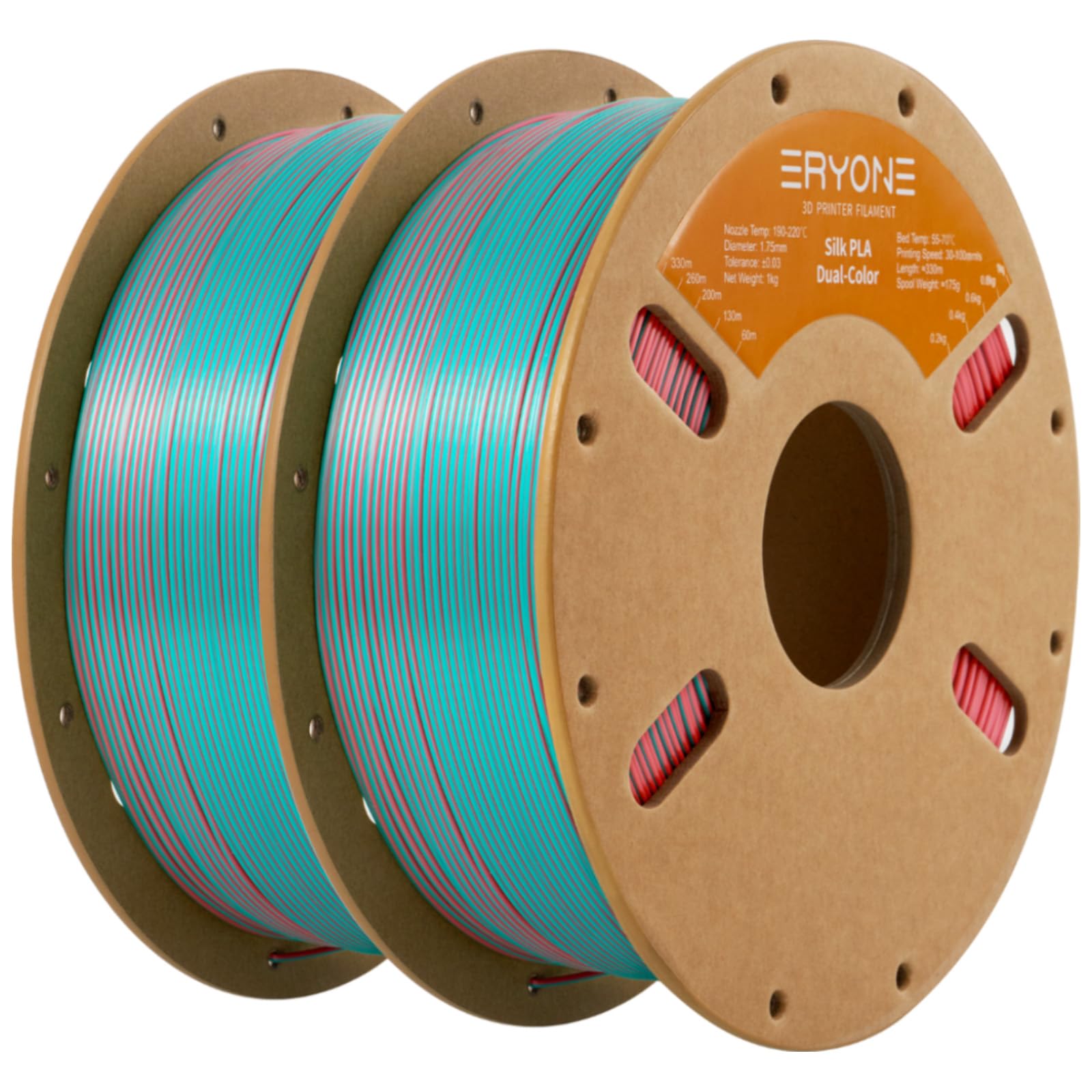 ERYONE Silk Tri Color PLA Filament 3D Printer 1.75mm +/- 0.03mm, Multicolor Filament Tricolor PLA Bundle 2KG Cardboard Spool, Red Blue Green