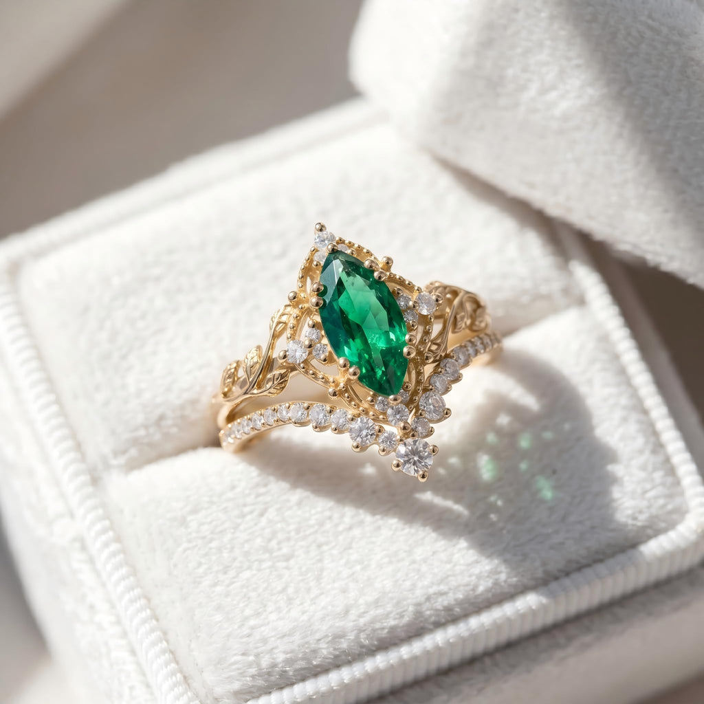 1-3CT Emerald Rings for Women 10K /14K /18K Solid Gold Emerald Engagement Ring May Birthstone Gemstone Wedding Promise Ring for Her Free Engraving
