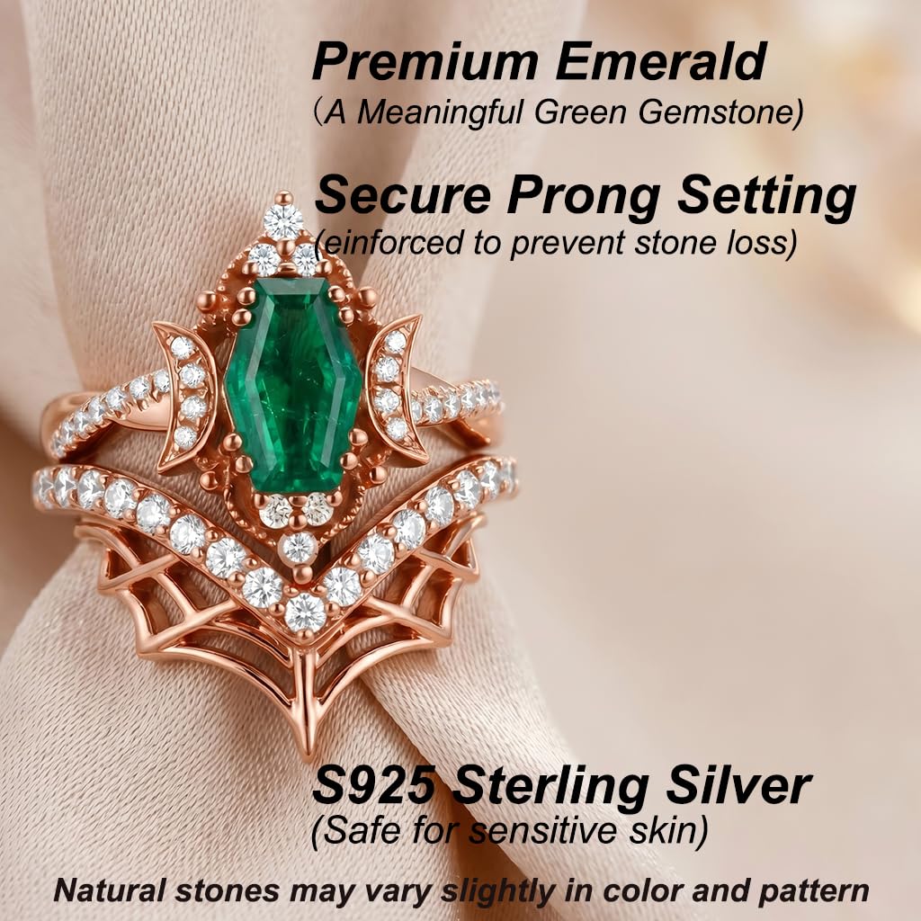 1-3CT Emerald Rings for Women 10K /14K /18K Solid Gold Emerald Engagement Ring May Birthstone Gemstone Wedding Promise Ring for Her Free Engraving