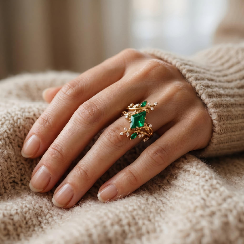 1-3CT Emerald Rings for Women 10K /14K /18K Solid Gold Emerald Engagement Ring May Birthstone Gemstone Wedding Promise Ring for Her Free Engraving