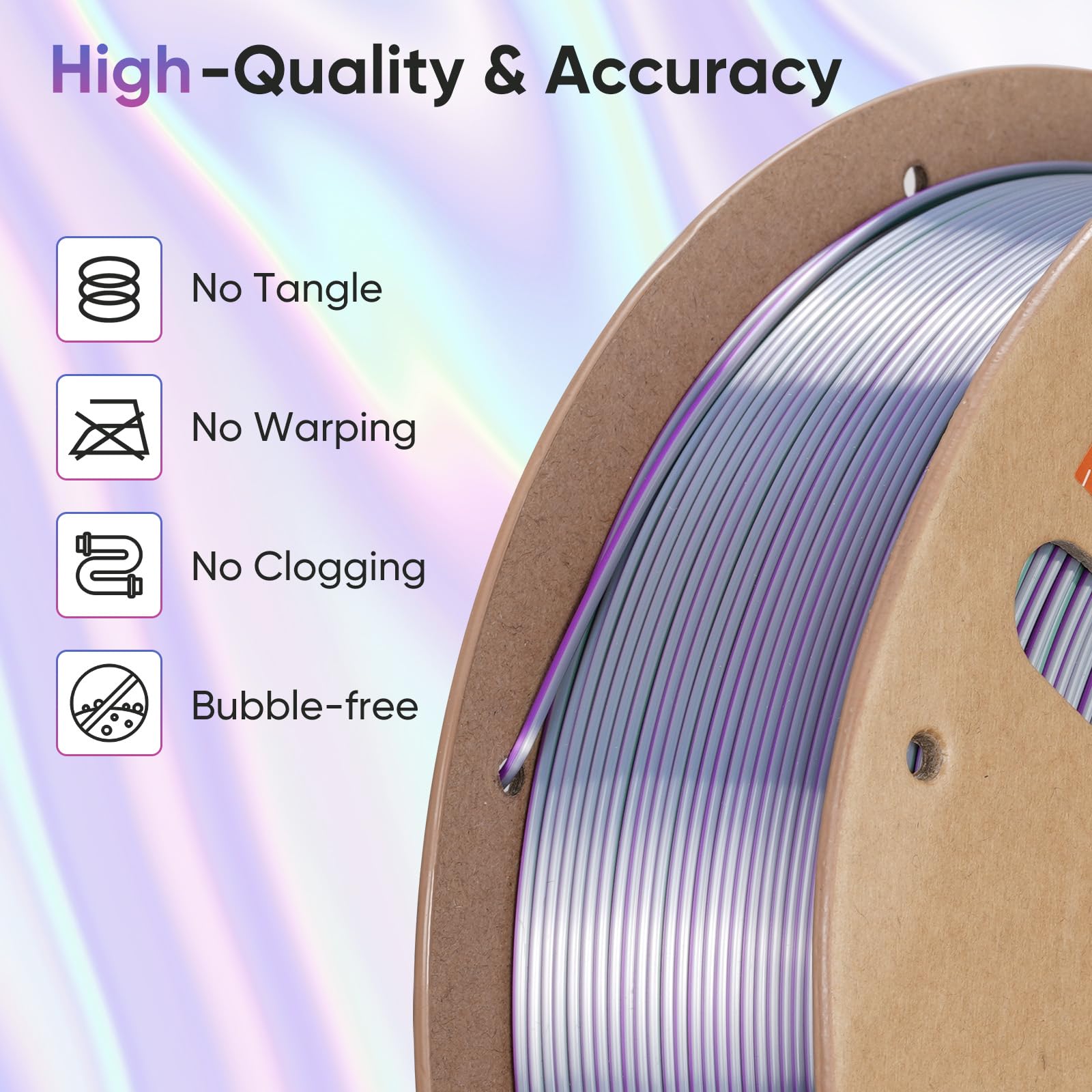 ERYONE Silk Filament PLA+ 1.75mm Shiny 3D Printer Filament, Multicolor PLA 4 in 1, 1kg (2.2LBS)/Spool, HS Silk Quadruple Color Aurora Dream (Teal Green & Violet & Electric Pink & Indigo)