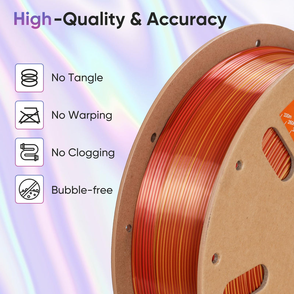 ERYONE Silk Filament PLA+ 1.75mm Shiny 3D Printer Filament, Multicolor PLA 4 in 1, 1kg (2.2LBS)/Spool, HS Silk Quadruple Color Aurora Dream (Teal Green & Violet & Electric Pink & Indigo)
