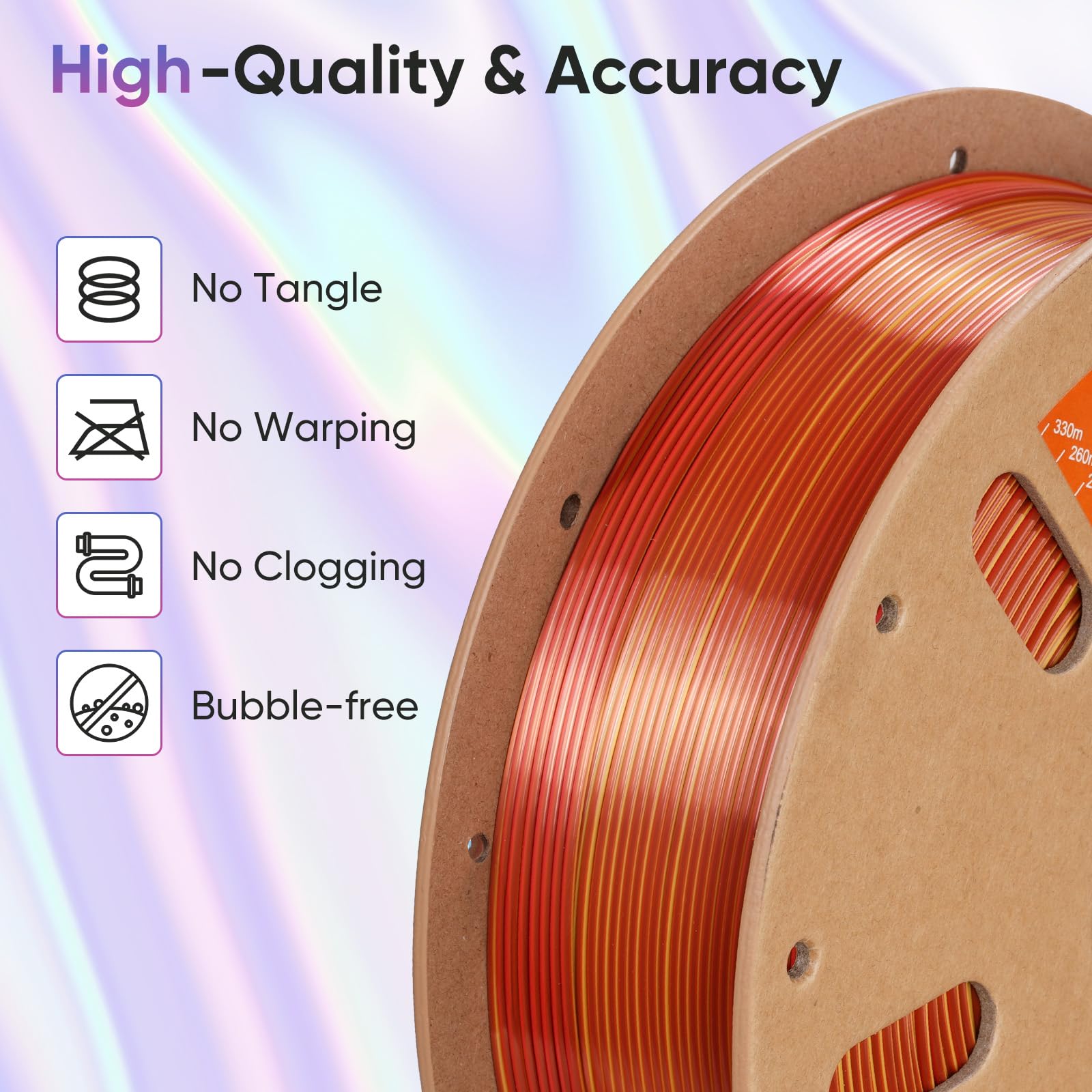 ERYONE Silk Filament PLA+ 1.75mm Shiny 3D Printer Filament, Multicolor PLA 4 in 1, 1kg (2.2LBS)/Spool, HS Silk Quadruple Color Aurora Dream (Teal Green & Violet & Electric Pink & Indigo)