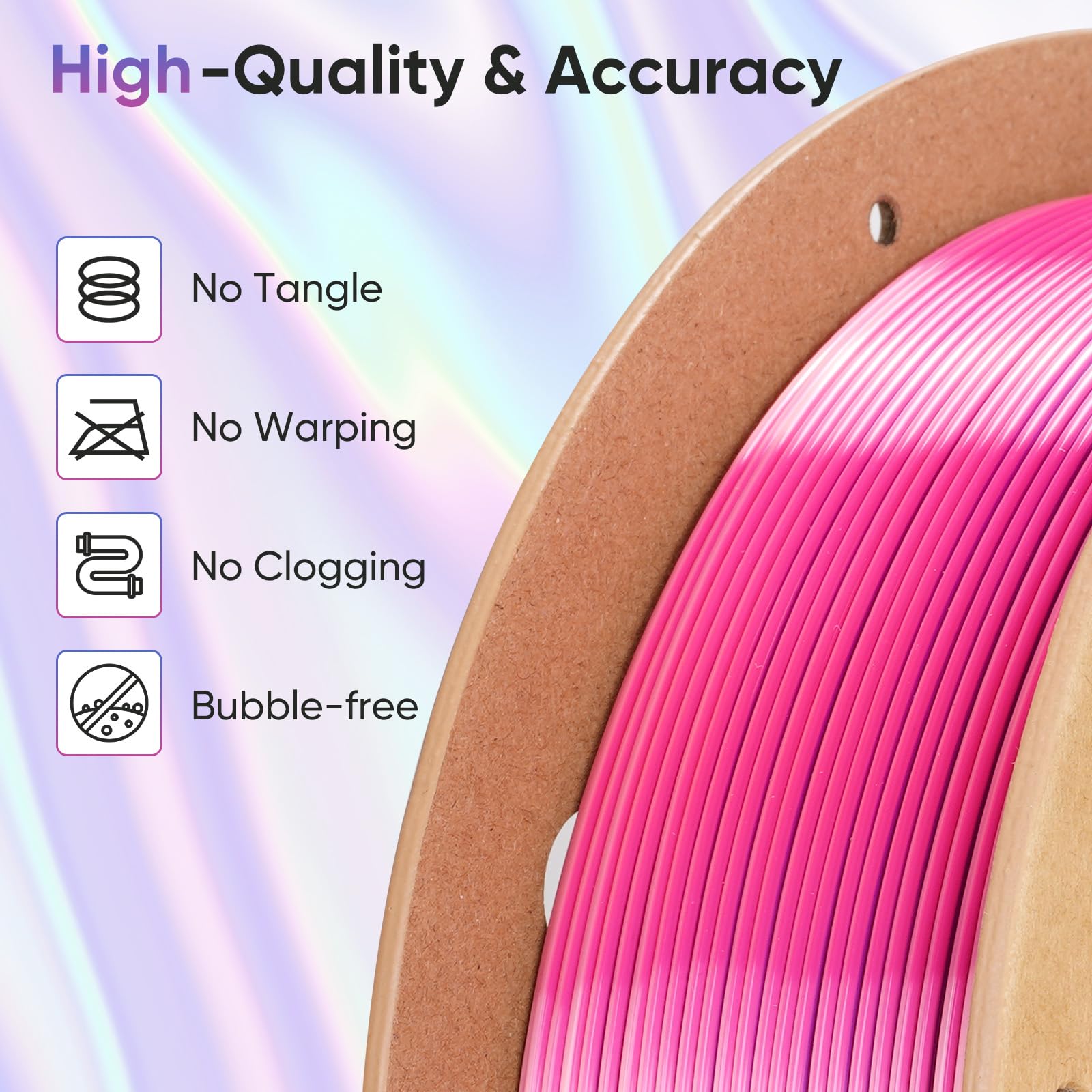ERYONE Silk Filament PLA+ 1.75mm Shiny 3D Printer Filament, Multicolor PLA 4 in 1, 1kg (2.2LBS)/Spool, HS Silk Quadruple Color Aurora Dream (Teal Green & Violet & Electric Pink & Indigo)