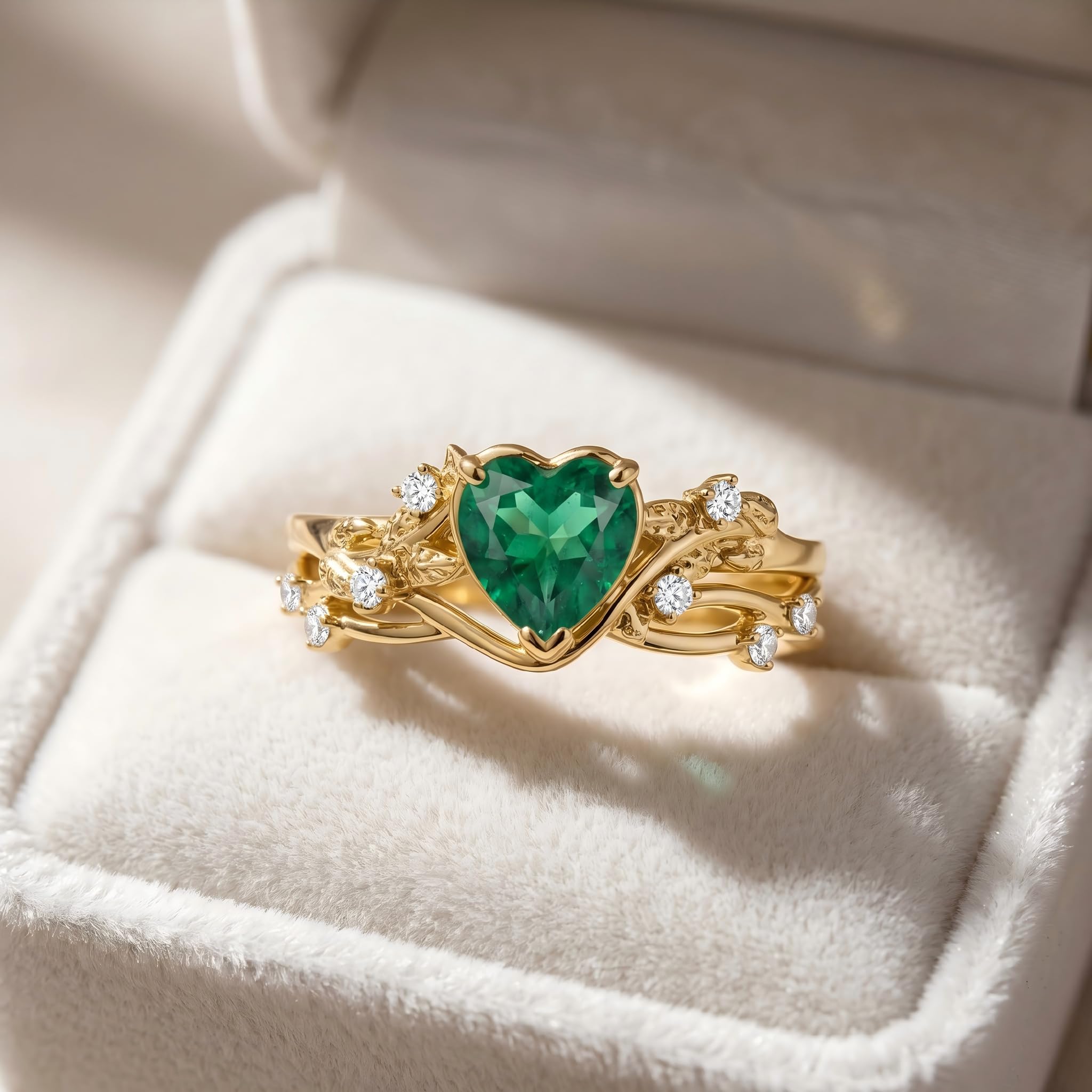 1-3CT Emerald Rings for Women 10K /14K /18K Solid Gold Emerald Engagement Ring May Birthstone Gemstone Wedding Promise Ring for Her Free Engraving