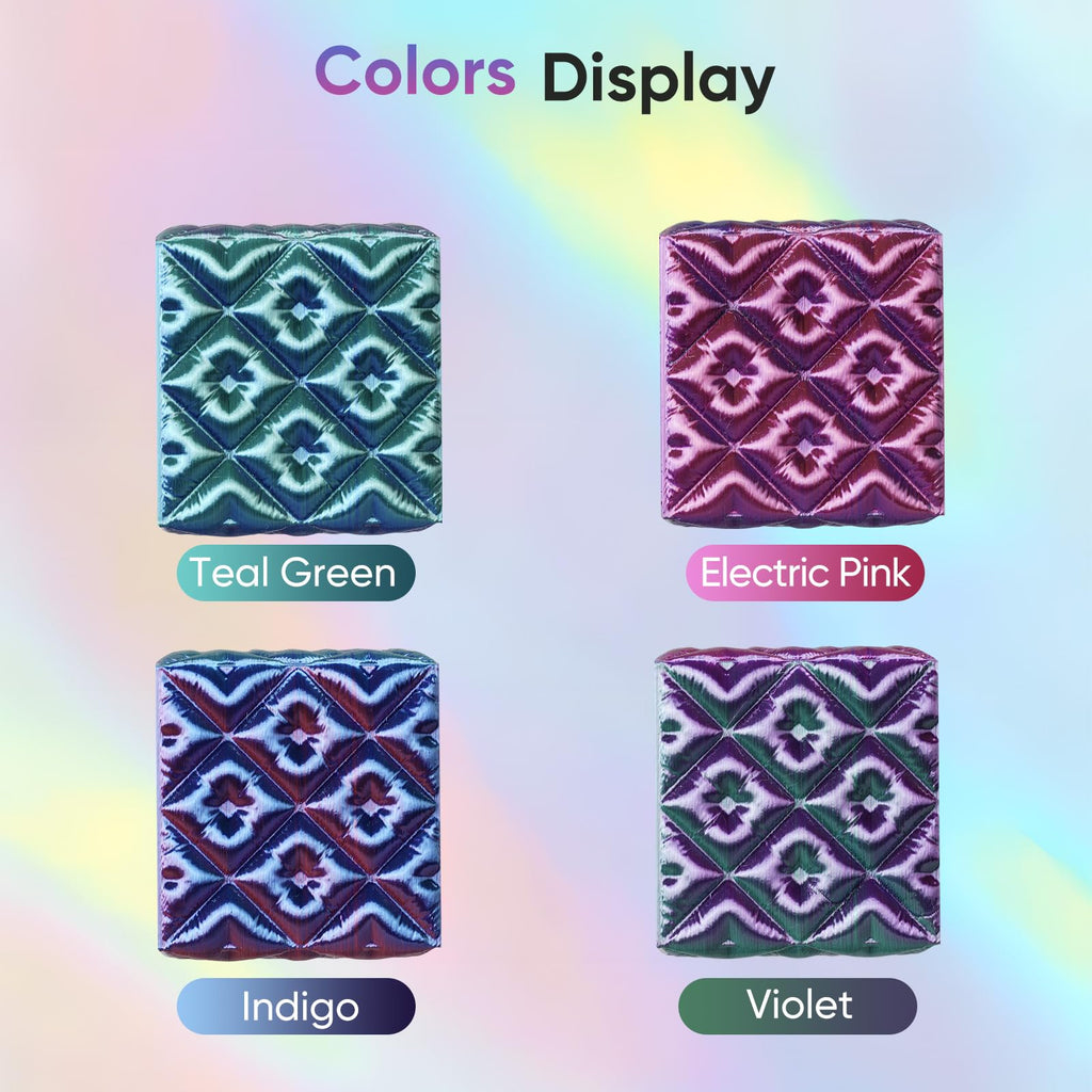 ERYONE Silk Filament PLA+ 1.75mm Shiny 3D Printer Filament, Multicolor PLA 4 in 1, 1kg (2.2LBS)/Spool, HS Silk Quadruple Color Aurora Dream (Teal Green & Violet & Electric Pink & Indigo)