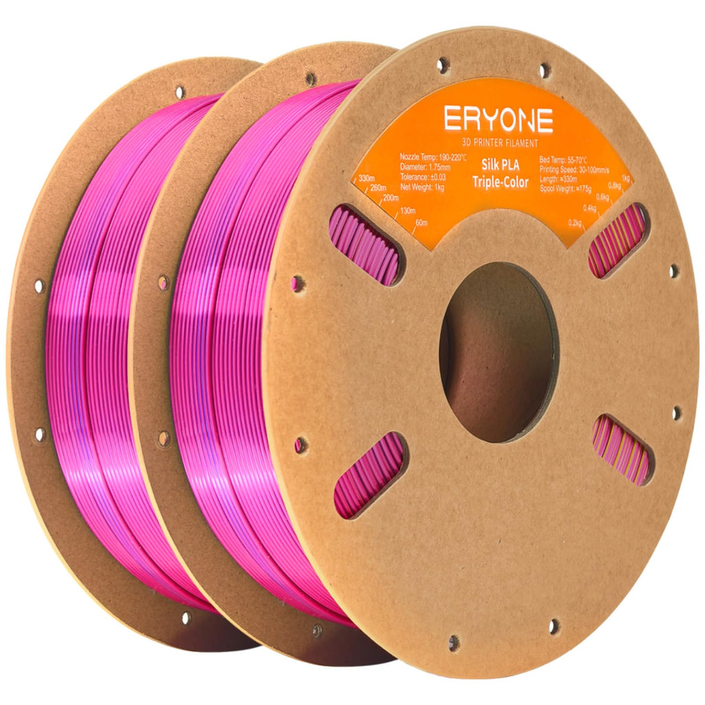 ERYONE Silk Tri Color PLA Filament 3D Printer 1.75mm +/- 0.03mm, Multicolor Filament Tricolor PLA Bundle 2KG Cardboard Spool, Red Blue Green