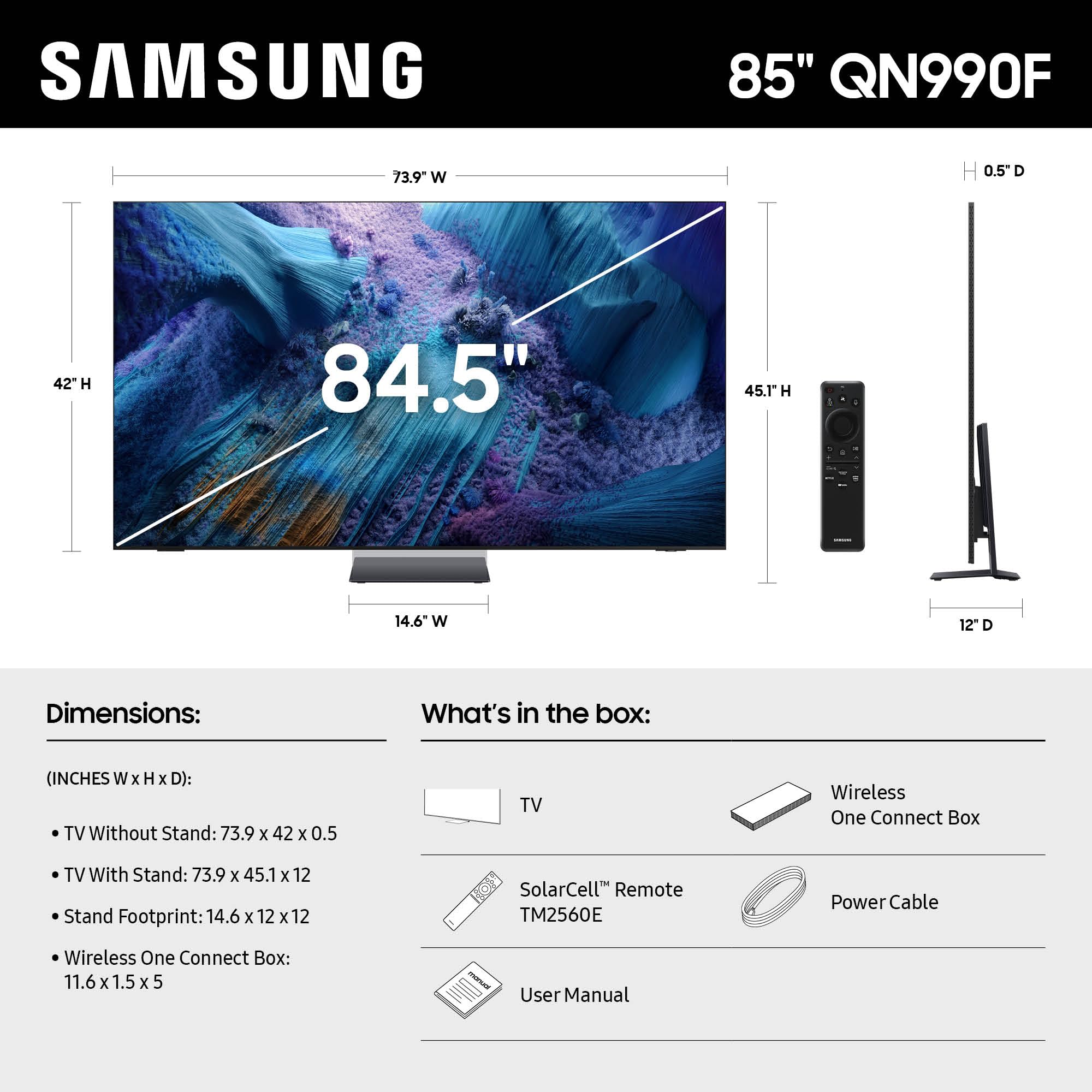 Samsung 65-Inch Class Neo QLED QN990F 8K Mini LED Smart TV NQ8IGen3 Processor,Wireless One Connect, Glare Free, Samsung Vision AI, Alexa Built-in