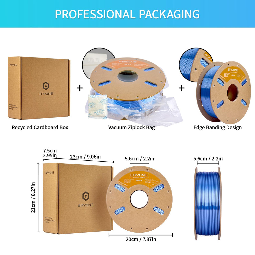 ERYONE Silk Tri Color PLA Filament 3D Printer 1.75mm +/- 0.03mm, Multicolor Filament Tricolor PLA Bundle 2KG Cardboard Spool, Red Blue Green