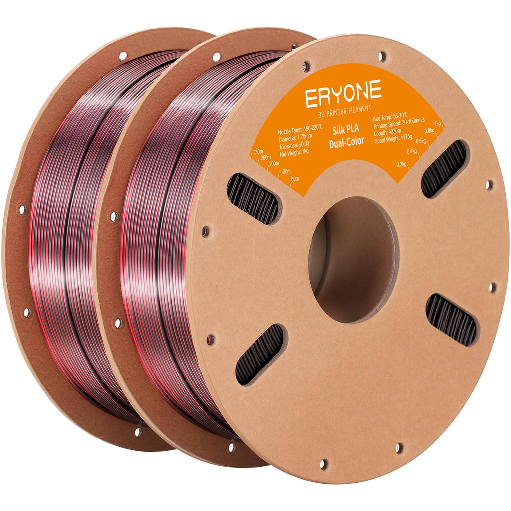 ERYONE Silk Tri Color PLA Filament 3D Printer 1.75mm +/- 0.03mm, Multicolor Filament Tricolor PLA Bundle 2KG Cardboard Spool, Red Blue Green