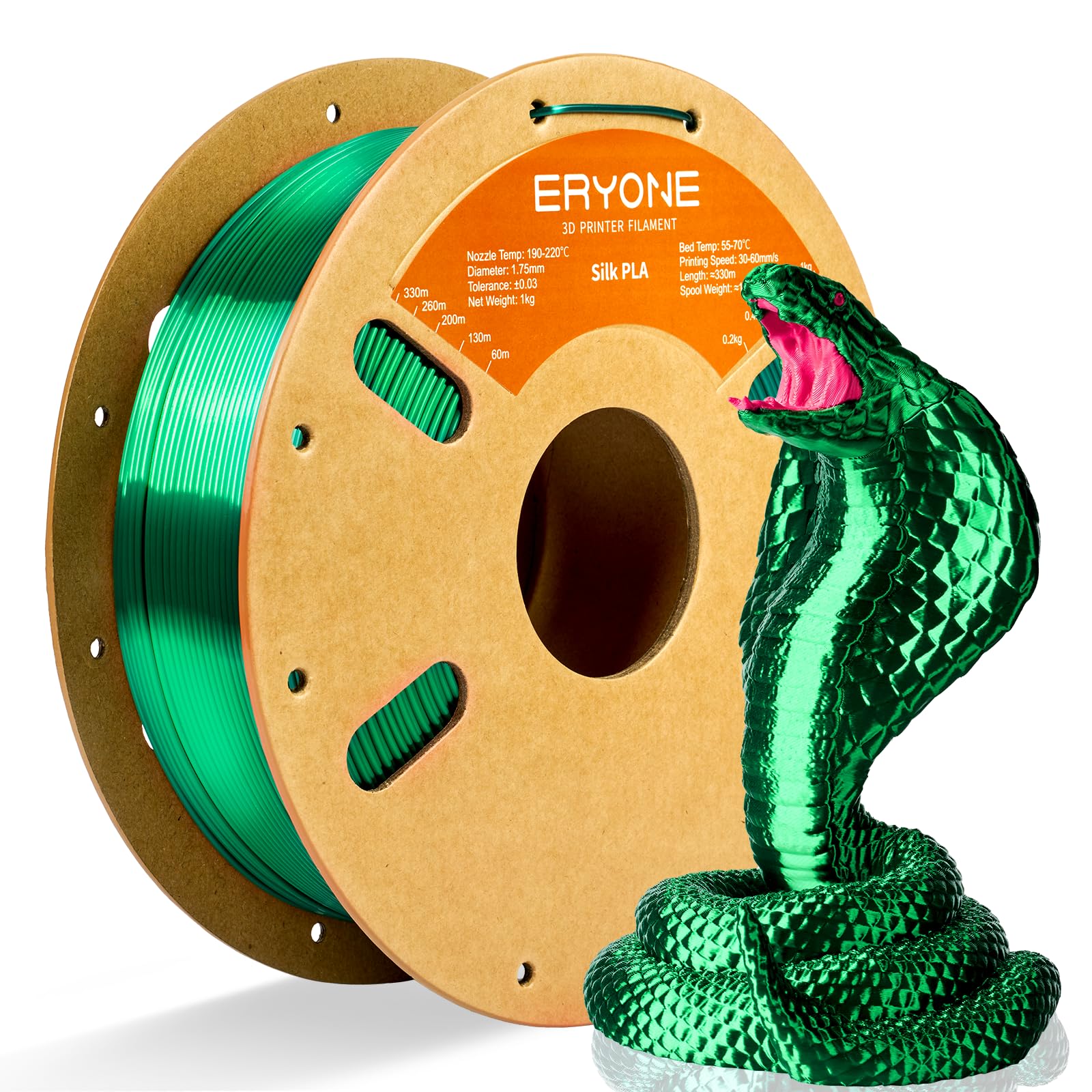ERYONE Silk Tri Color PLA Filament 3D Printer 1.75mm +/- 0.03mm, Multicolor Filament Tricolor PLA Bundle 2KG Cardboard Spool, Red Blue Green