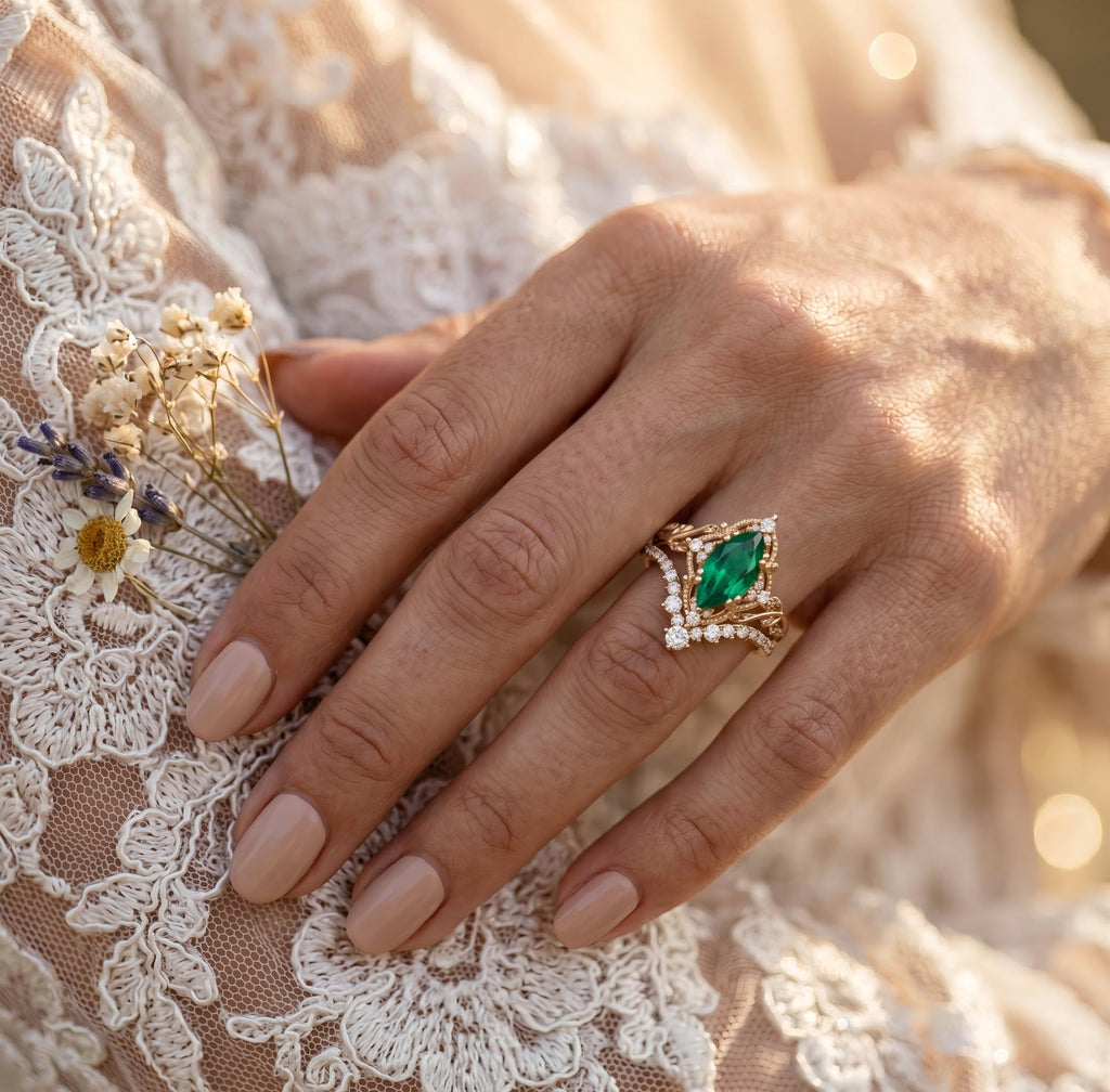 1-3CT Emerald Rings for Women 10K /14K /18K Solid Gold Emerald Engagement Ring May Birthstone Gemstone Wedding Promise Ring for Her Free Engraving