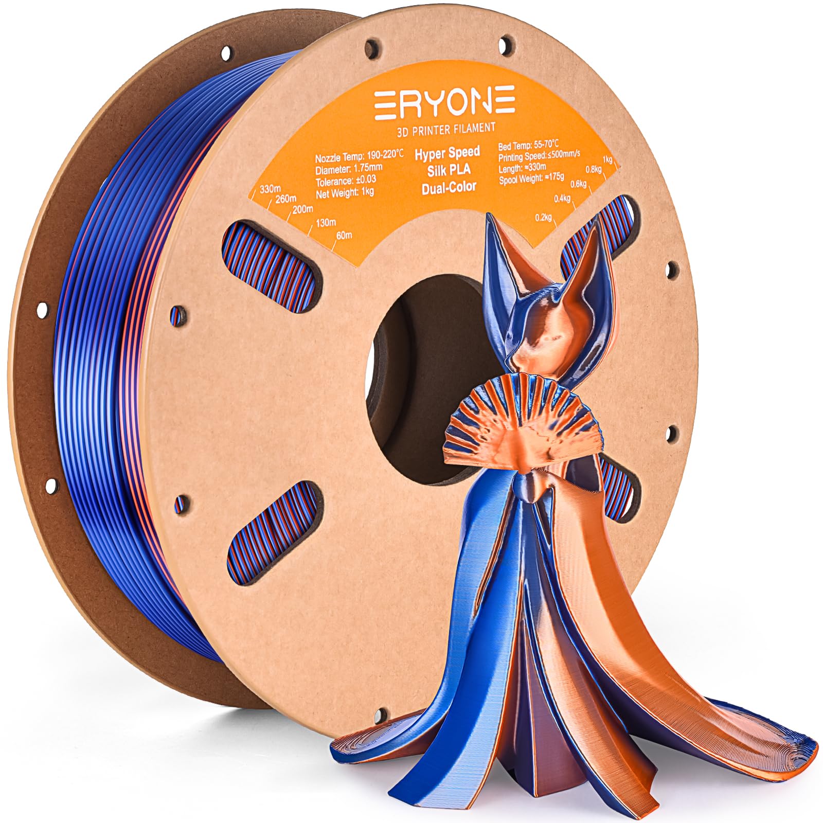 ERYONE Silk Filament PLA+ 1.75mm Shiny 3D Printer Filament, Multicolor PLA 4 in 1, 1kg (2.2LBS)/Spool, HS Silk Quadruple Color Aurora Dream (Teal Green & Violet & Electric Pink & Indigo)