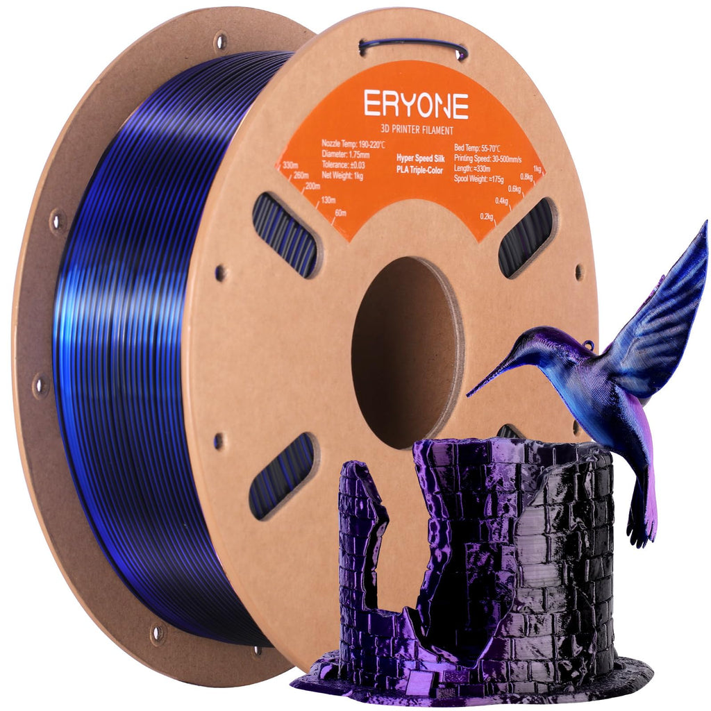 ERYONE Silk Filament PLA+ 1.75mm Shiny 3D Printer Filament, Multicolor PLA 4 in 1, 1kg (2.2LBS)/Spool, HS Silk Quadruple Color Aurora Dream (Teal Green & Violet & Electric Pink & Indigo)