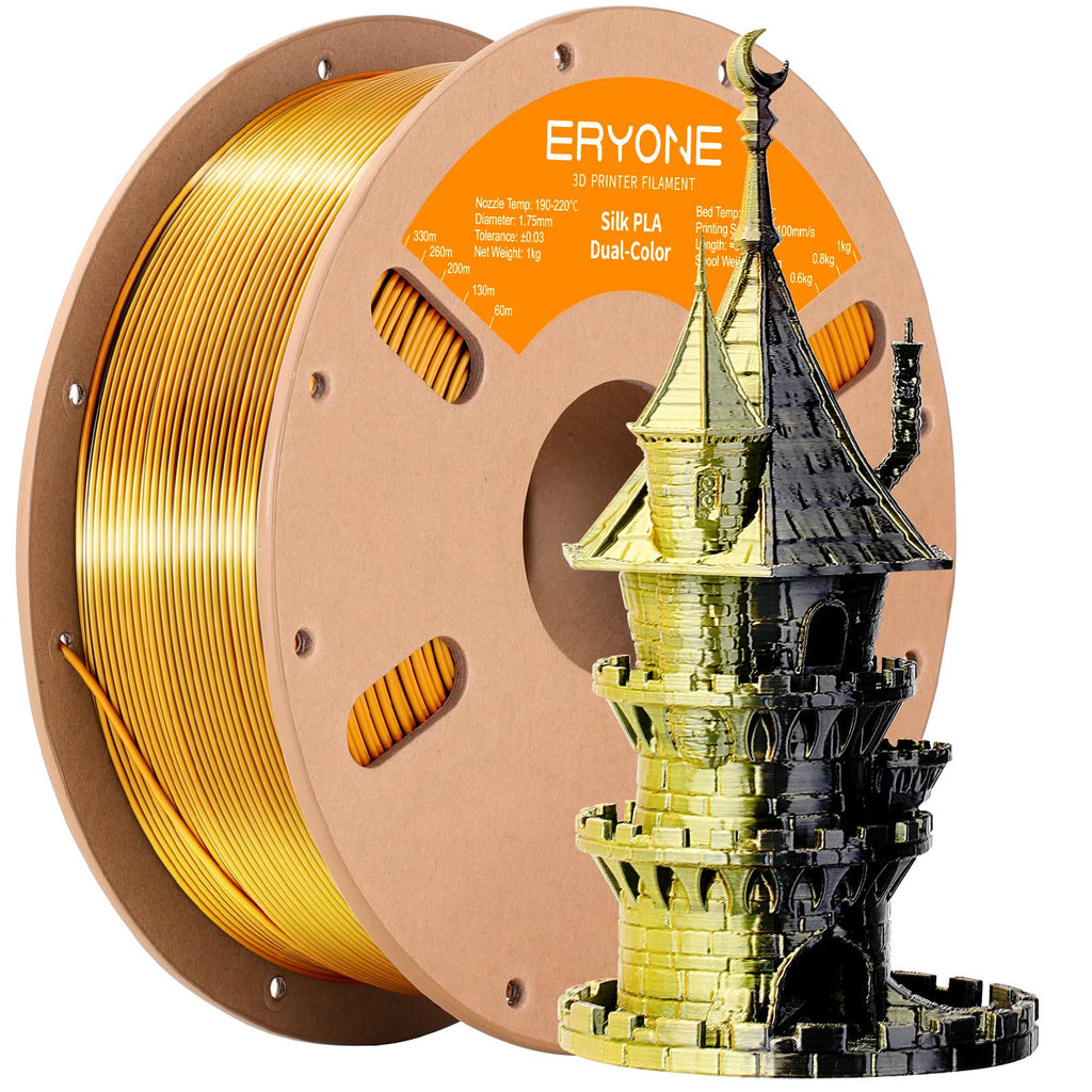 ERYONE Silk Tri Color PLA Filament 3D Printer 1.75mm +/- 0.03mm, Multicolor Filament Tricolor PLA Bundle 2KG Cardboard Spool, Red Blue Green