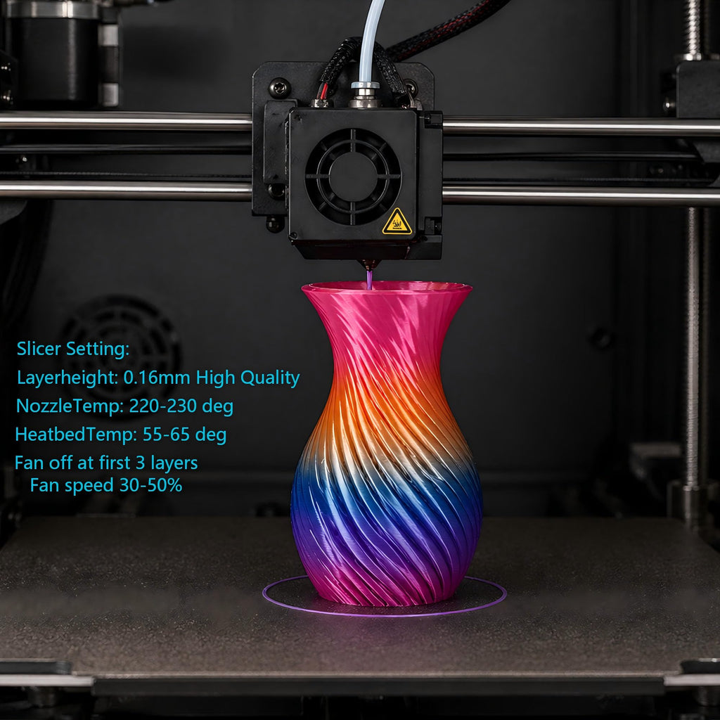 PLA Rainbow Silk Filament,Multi Color,Net Weight 1kg(2.2lbs) Accuracy +/-0.05mm