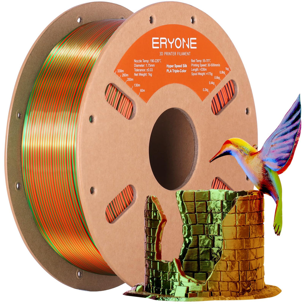ERYONE Silk Filament PLA+ 1.75mm Shiny 3D Printer Filament, Multicolor PLA 4 in 1, 1kg (2.2LBS)/Spool, HS Silk Quadruple Color Aurora Dream (Teal Green & Violet & Electric Pink & Indigo)