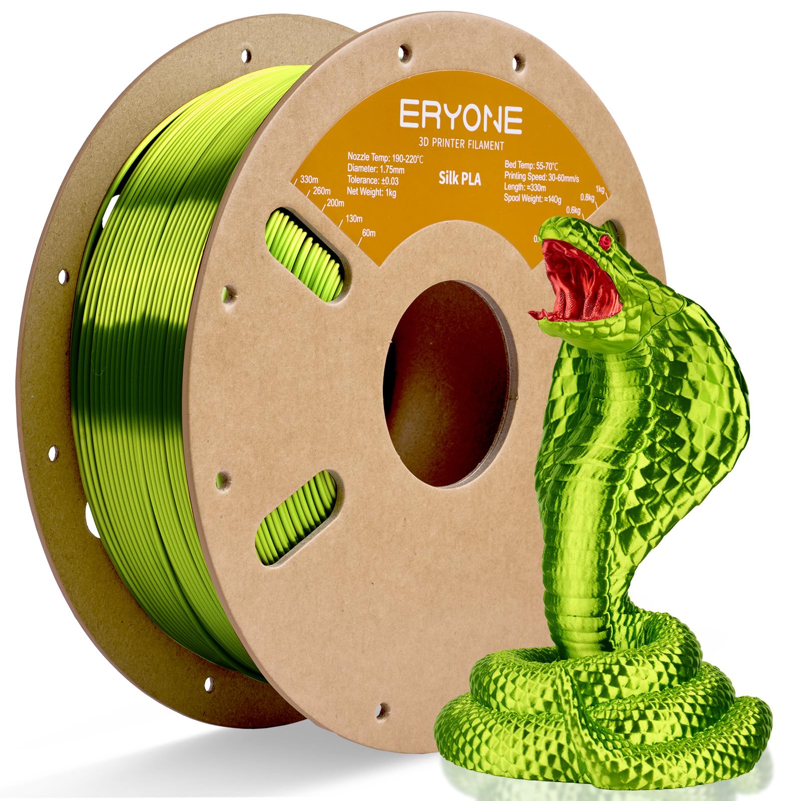 ERYONE Silk Tri Color PLA Filament 3D Printer 1.75mm +/- 0.03mm, Multicolor Filament Tricolor PLA Bundle 2KG Cardboard Spool, Red Blue Green