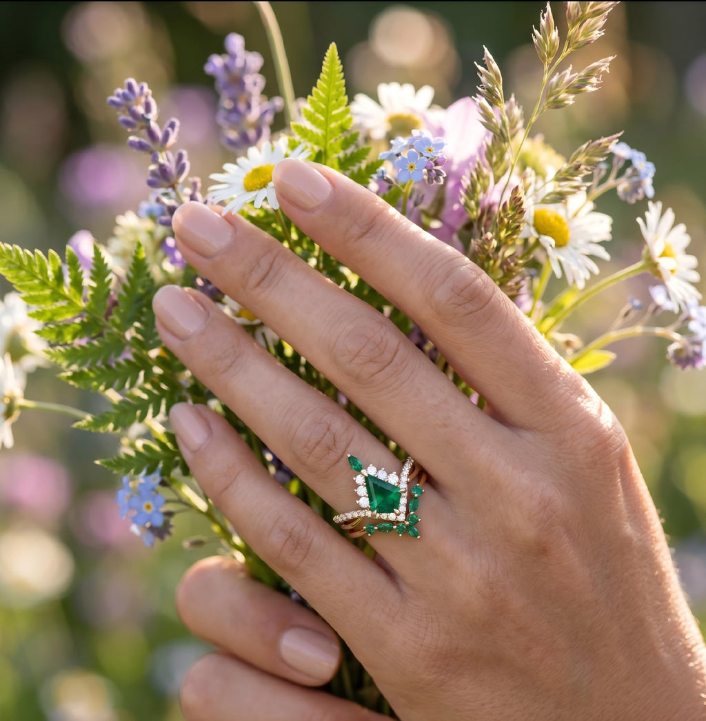 1-3CT Emerald Rings for Women 10K /14K /18K Solid Gold Emerald Engagement Ring May Birthstone Gemstone Wedding Promise Ring for Her Free Engraving