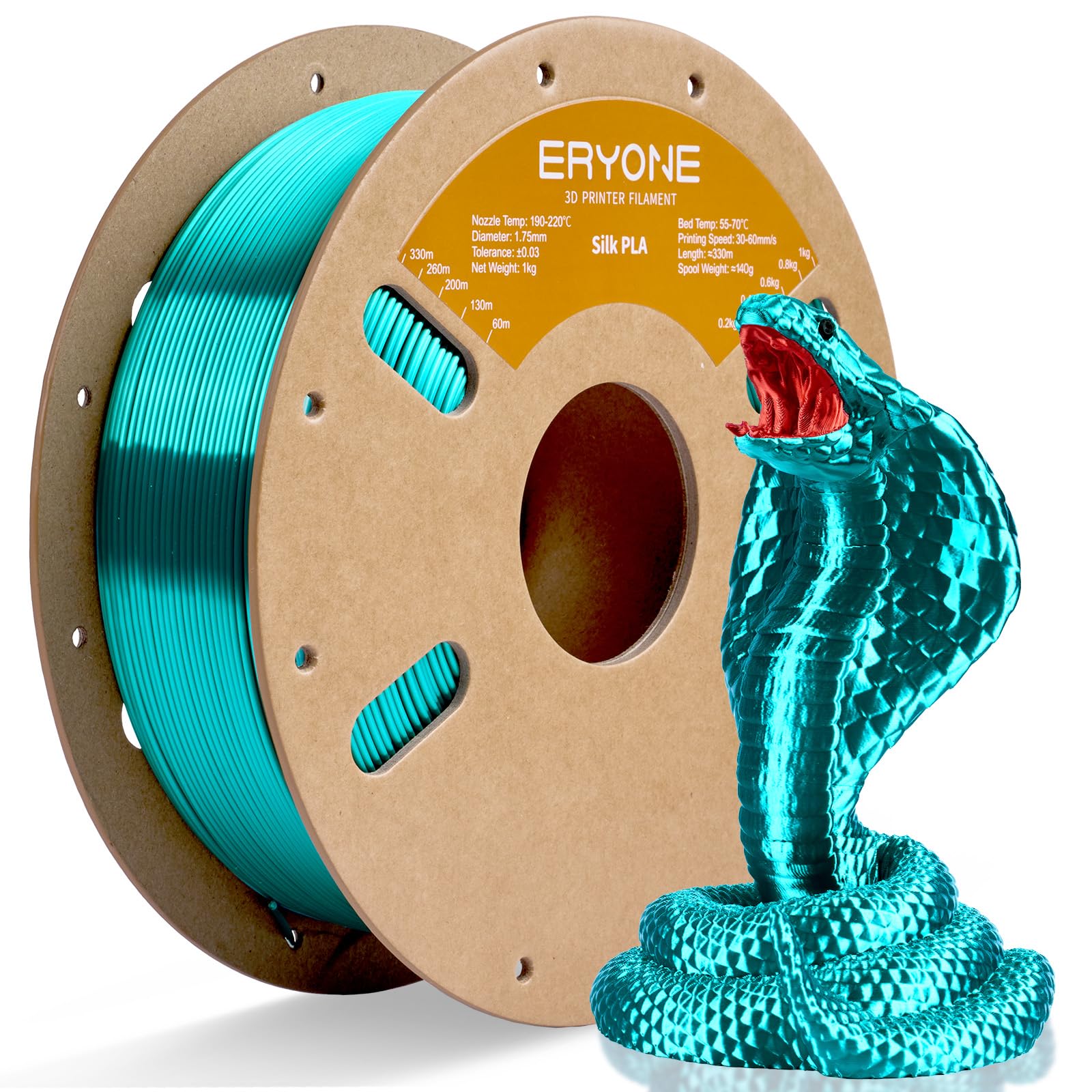 ERYONE Silk Tri Color PLA Filament 3D Printer 1.75mm +/- 0.03mm, Multicolor Filament Tricolor PLA Bundle 2KG Cardboard Spool, Red Blue Green